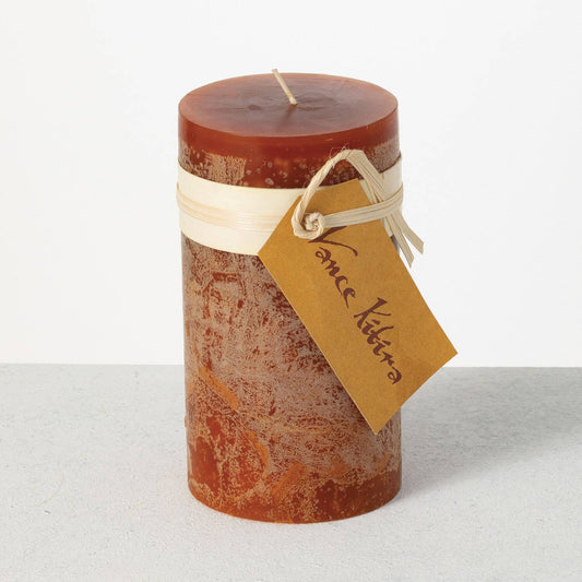 CARAMEL TIMBER PILLAR CANDLE