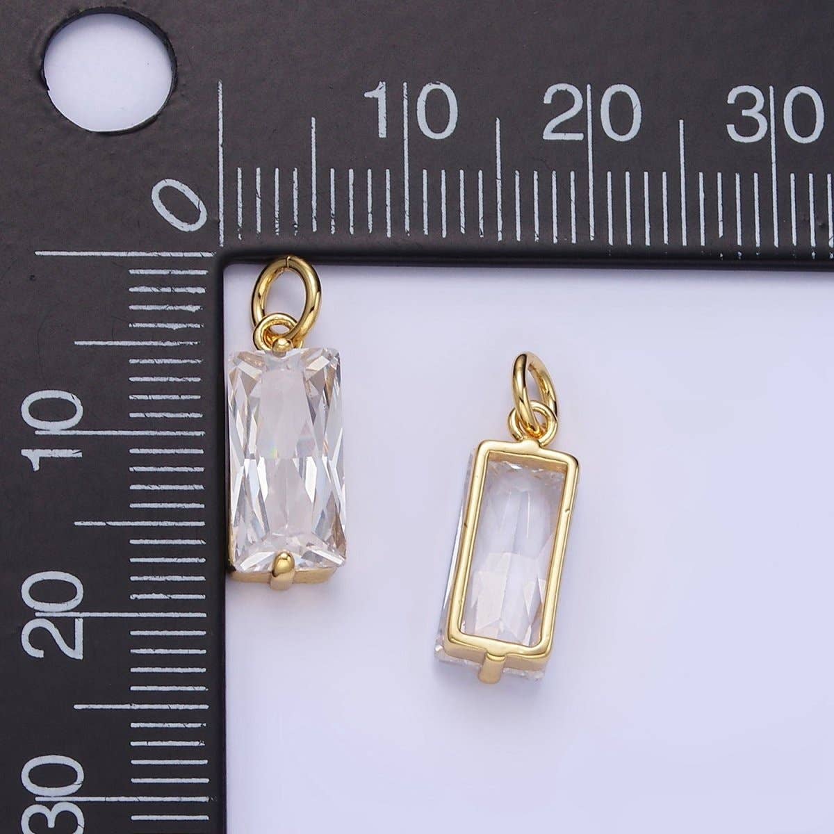 14K Gold Filled Clear Baguette Add-On Charm | C395