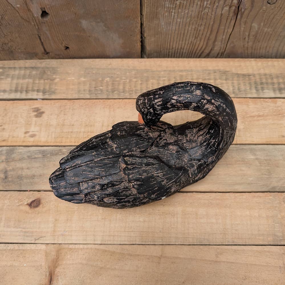 8.5" Black Resin Swan