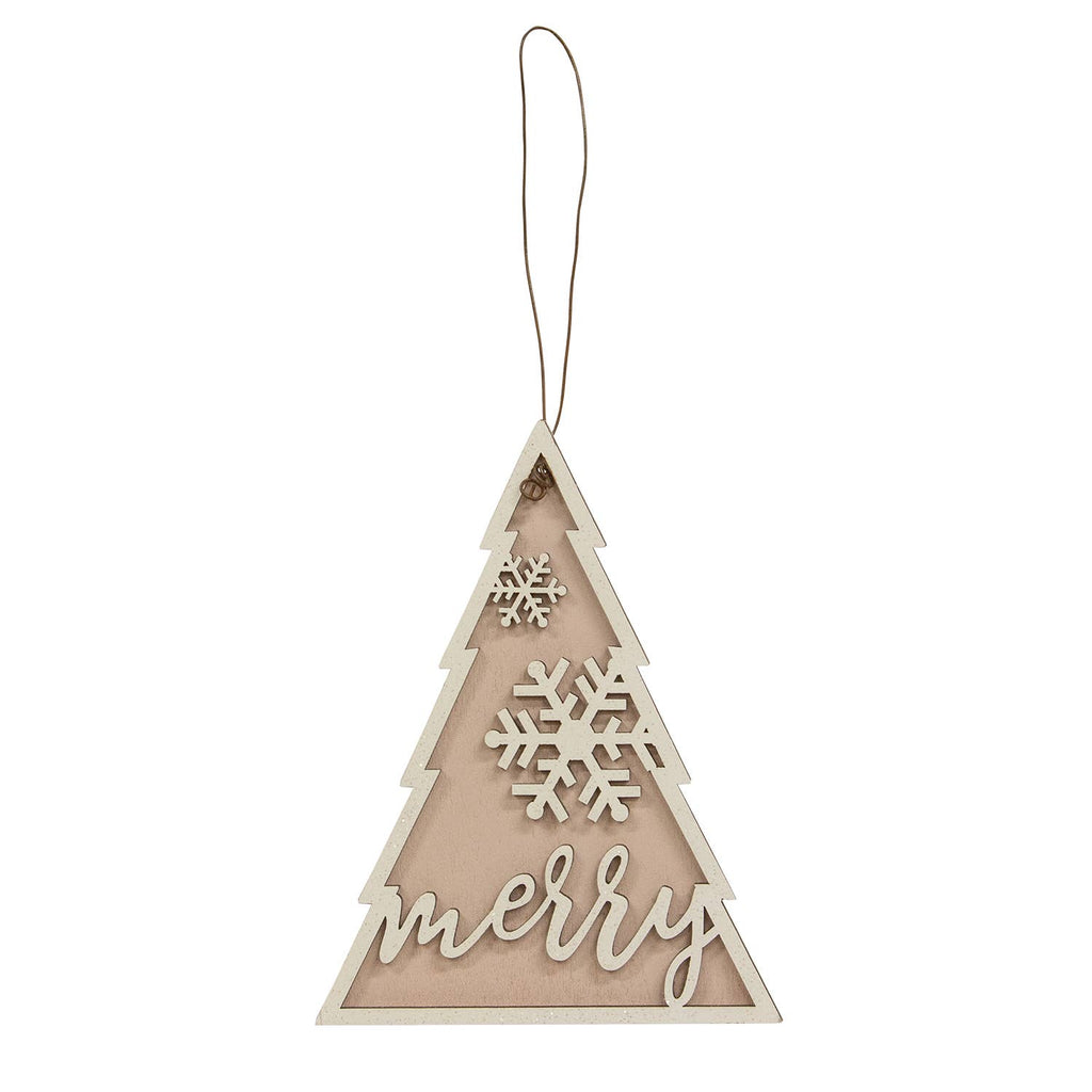 Glittered Merry Snowflake Christmas Tree Ornament