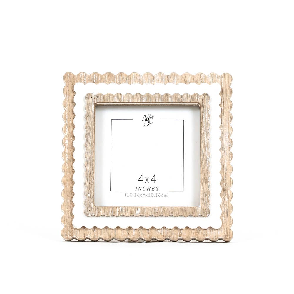 Natural and White Scallop Frame