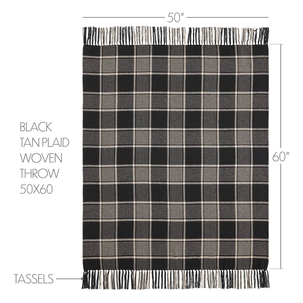 Eston Black Tan Plaid Throw