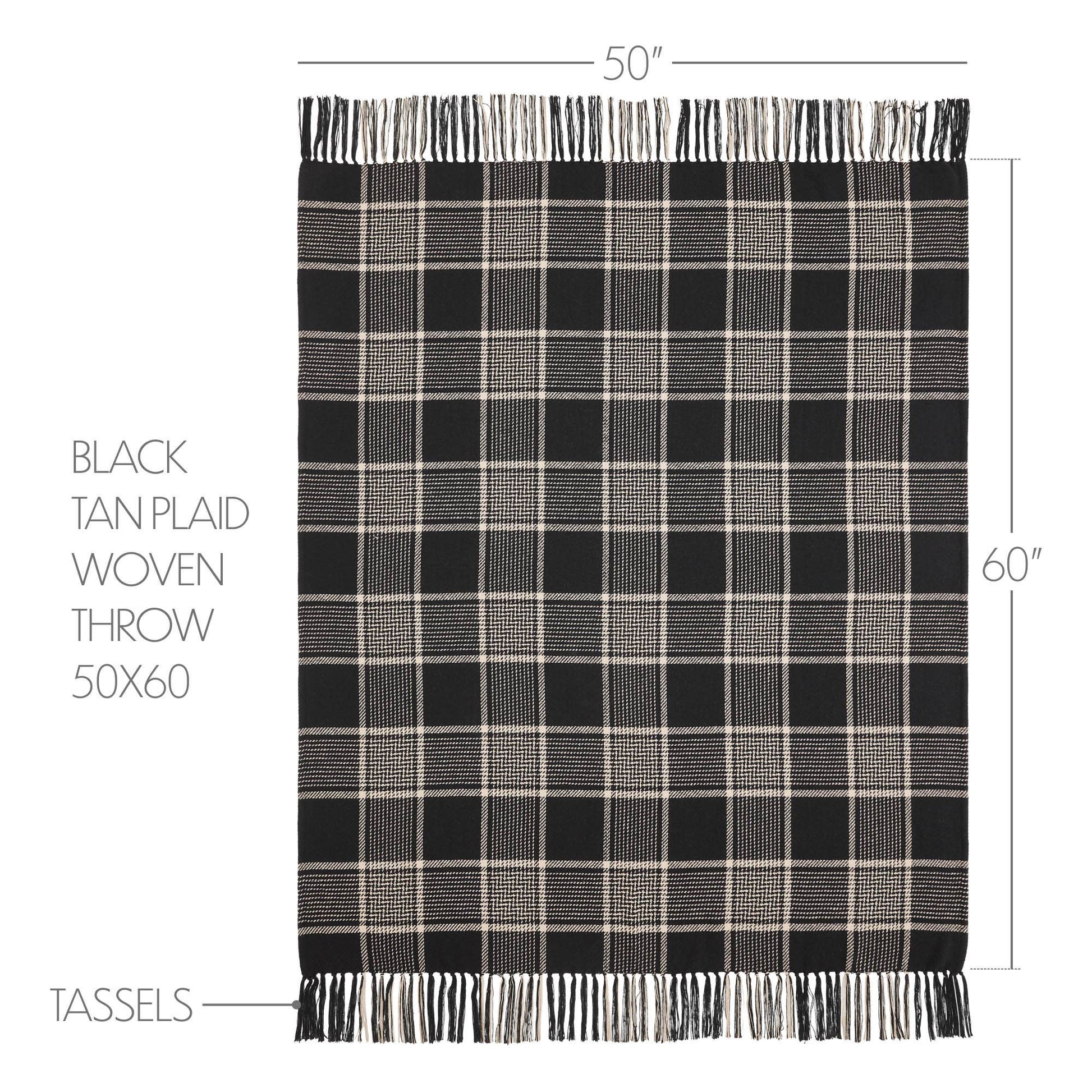 Eston Black Tan Plaid Throw