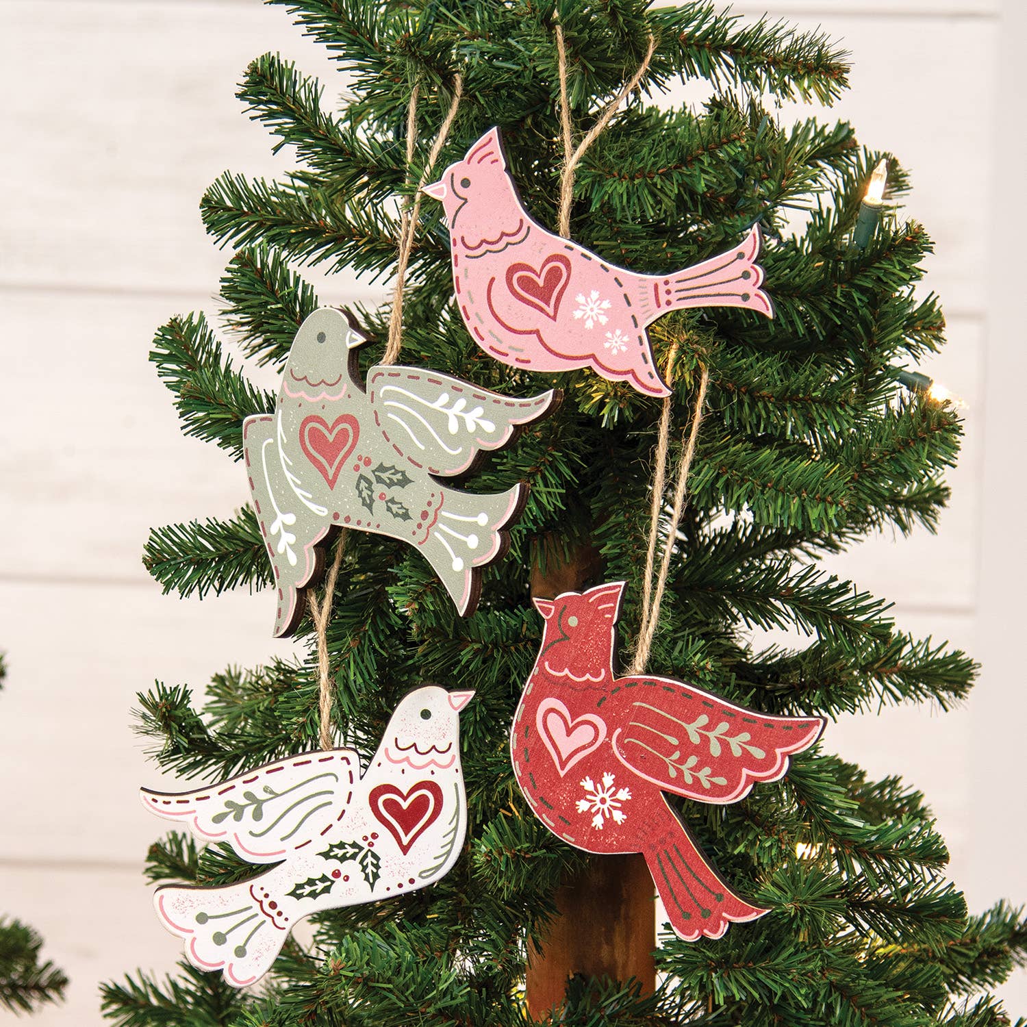 Wooden Yuletide Folklore Bird Ornaments