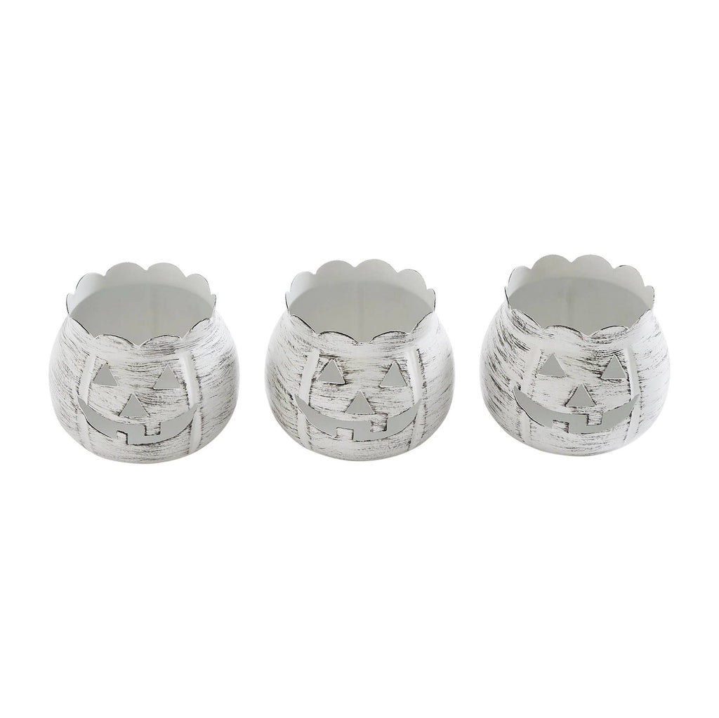 Jack-O-Lantern Candle Holder White
