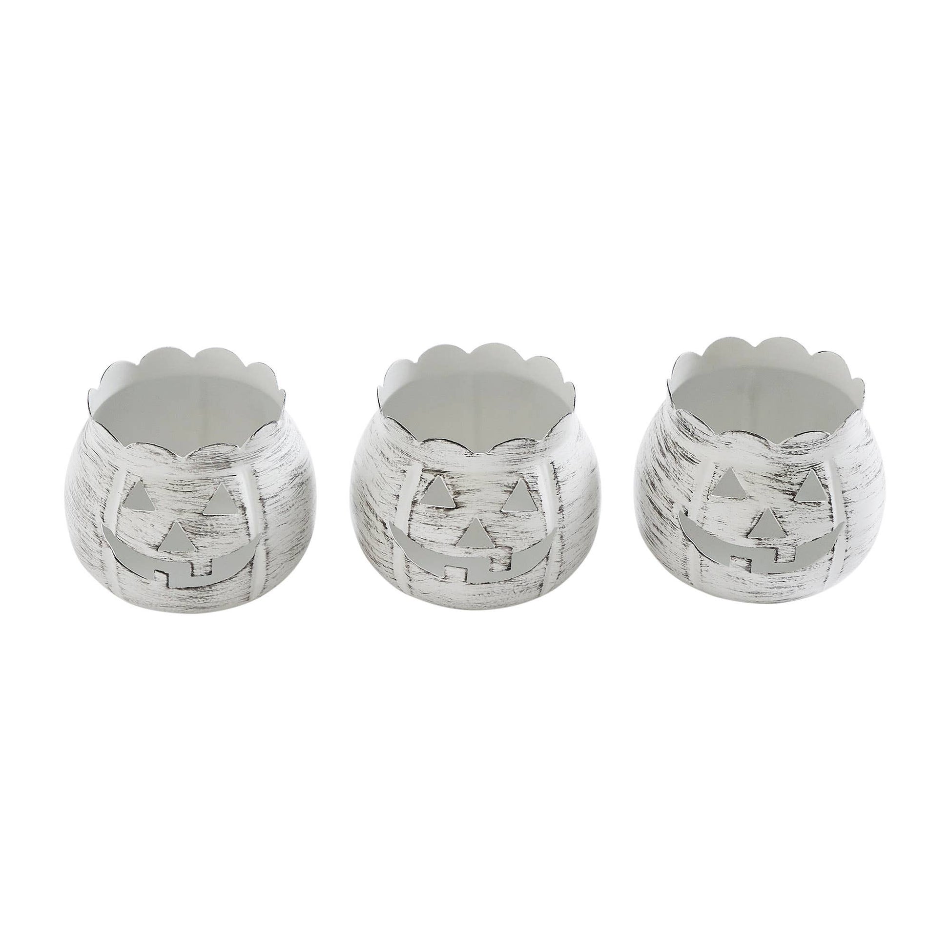 Jack-O-Lantern Candle Holder White