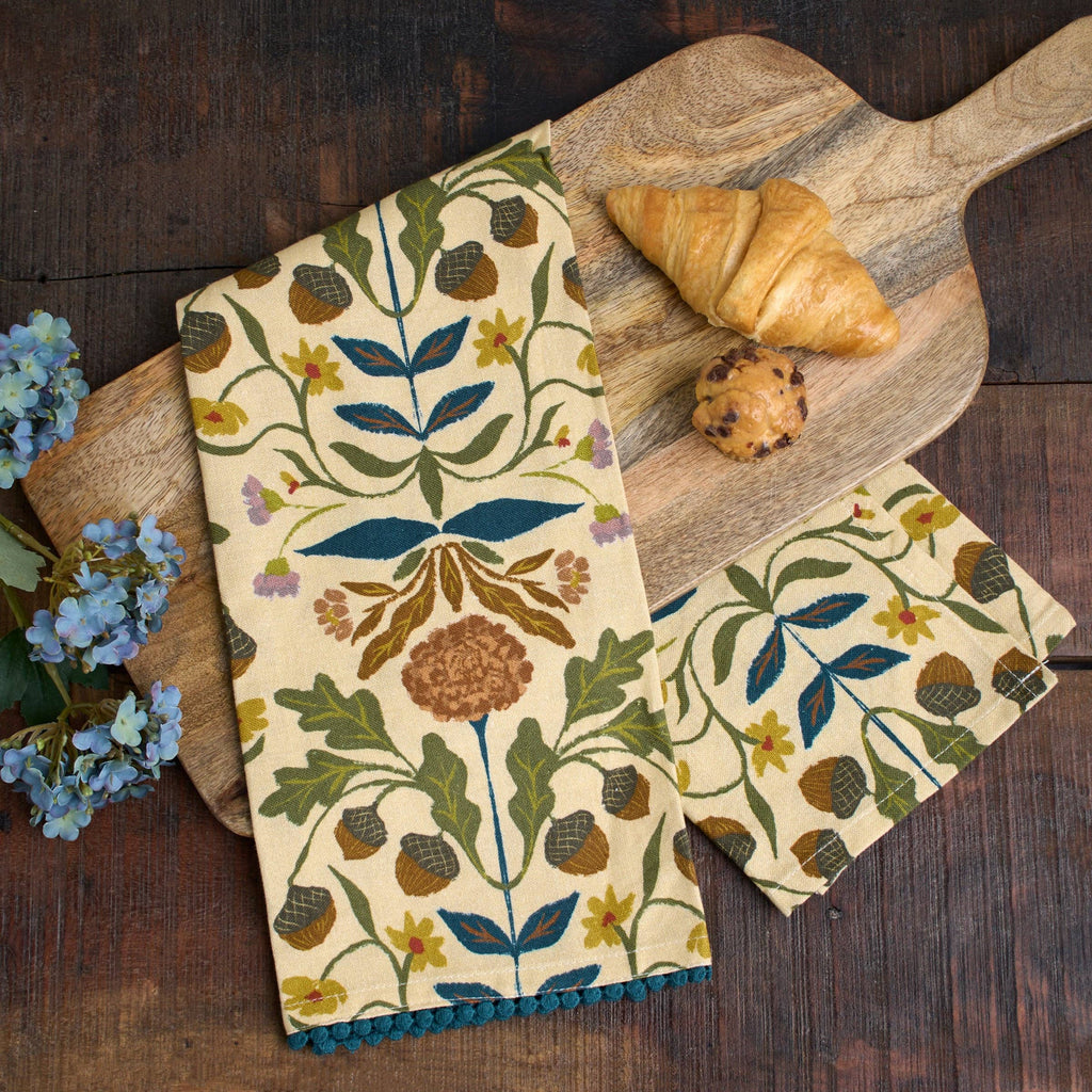 Fall Folk Floral Kitchen Towel