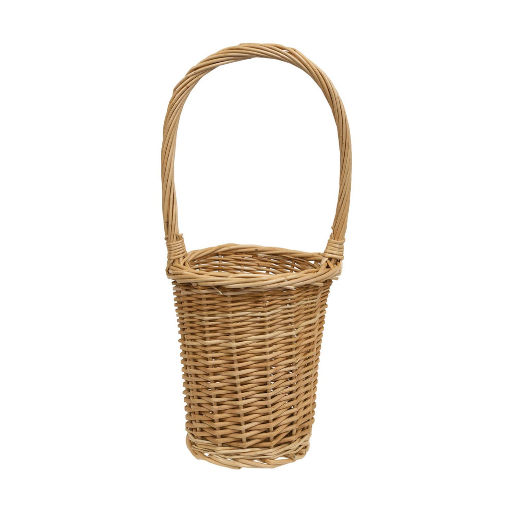 Natural Willow Flower Basket w/Handle