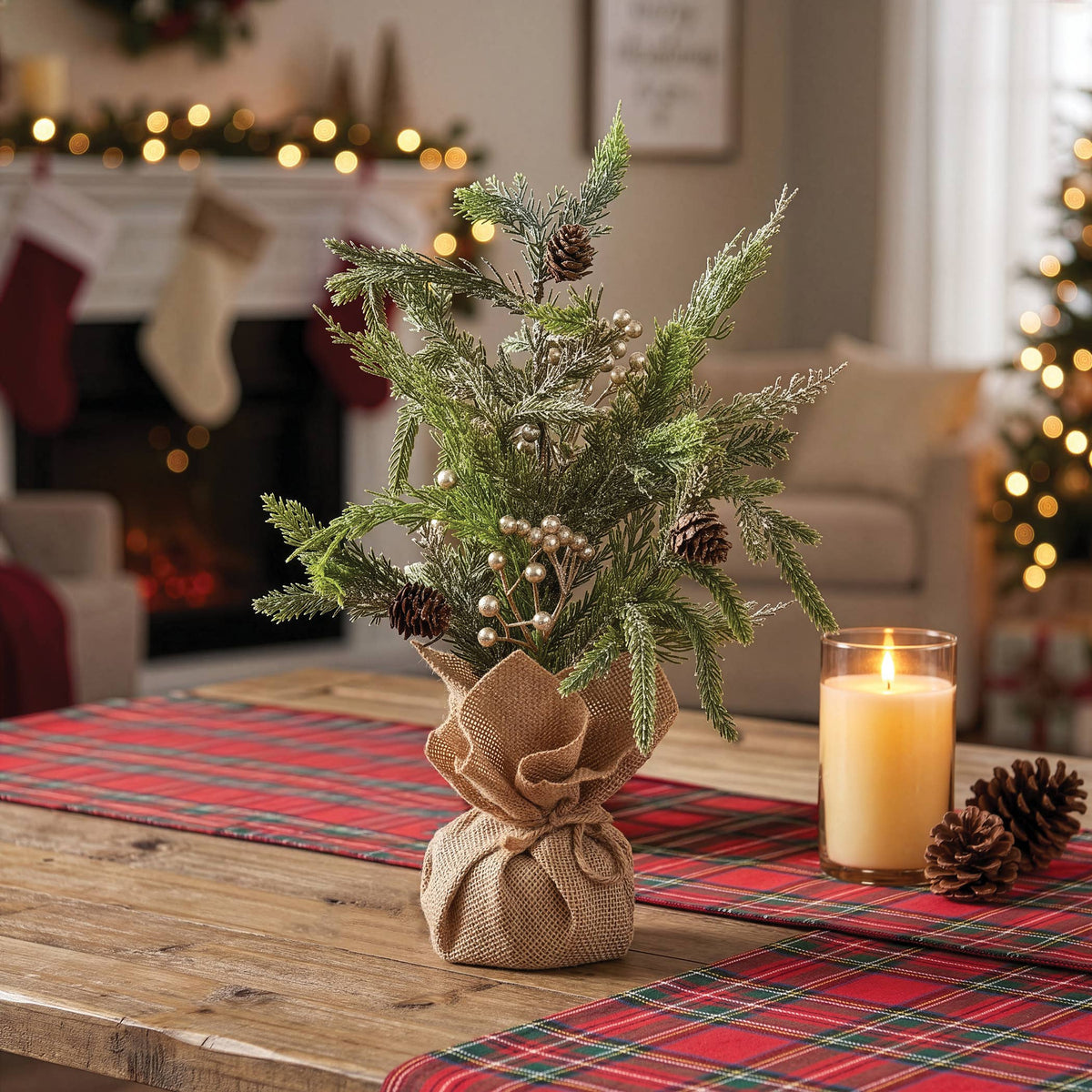 Soft Touch Champagne Celebration Tree With Burlap Base - 16"