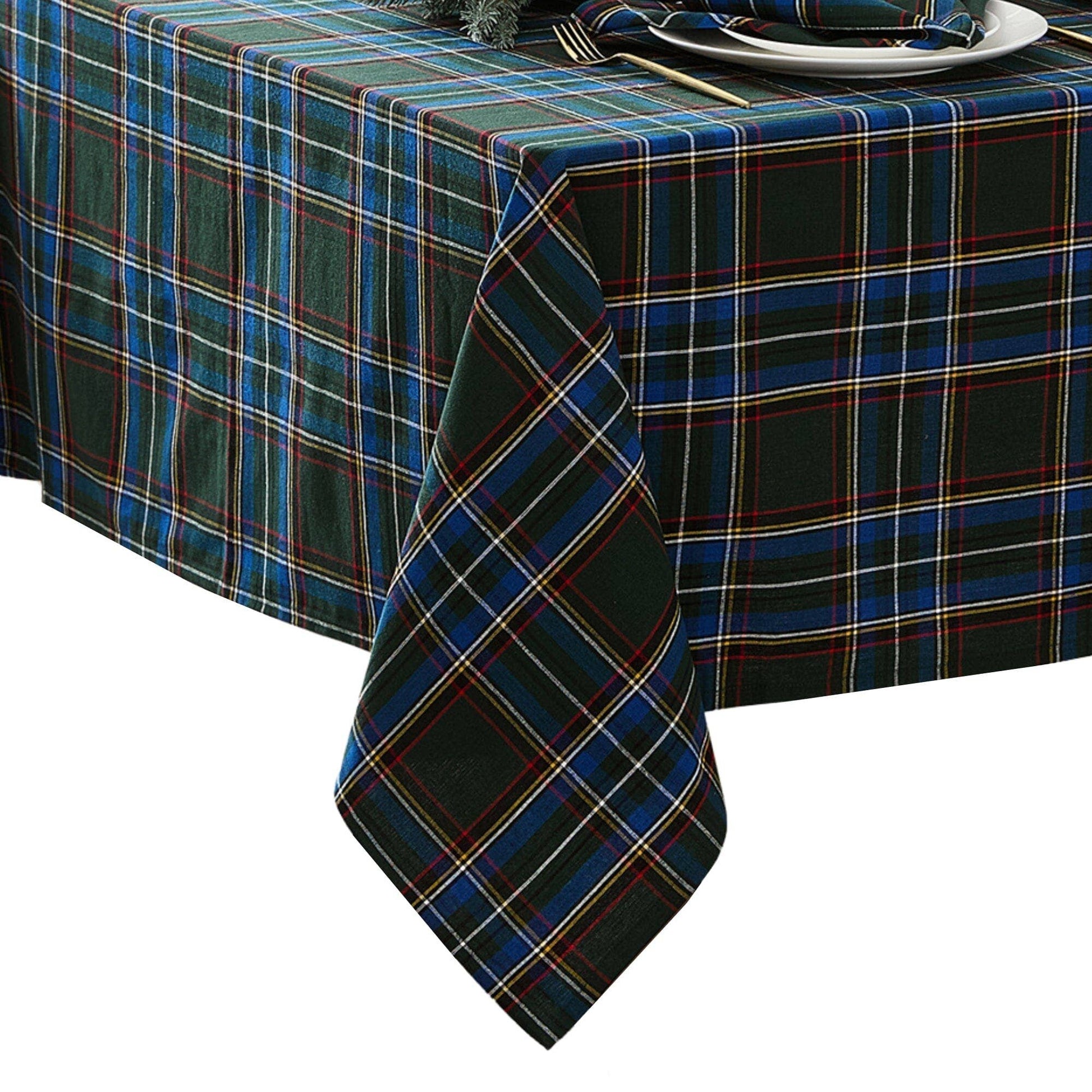 Stowe Tartan Holiday Plaid Cotton Christmas Tablecloth