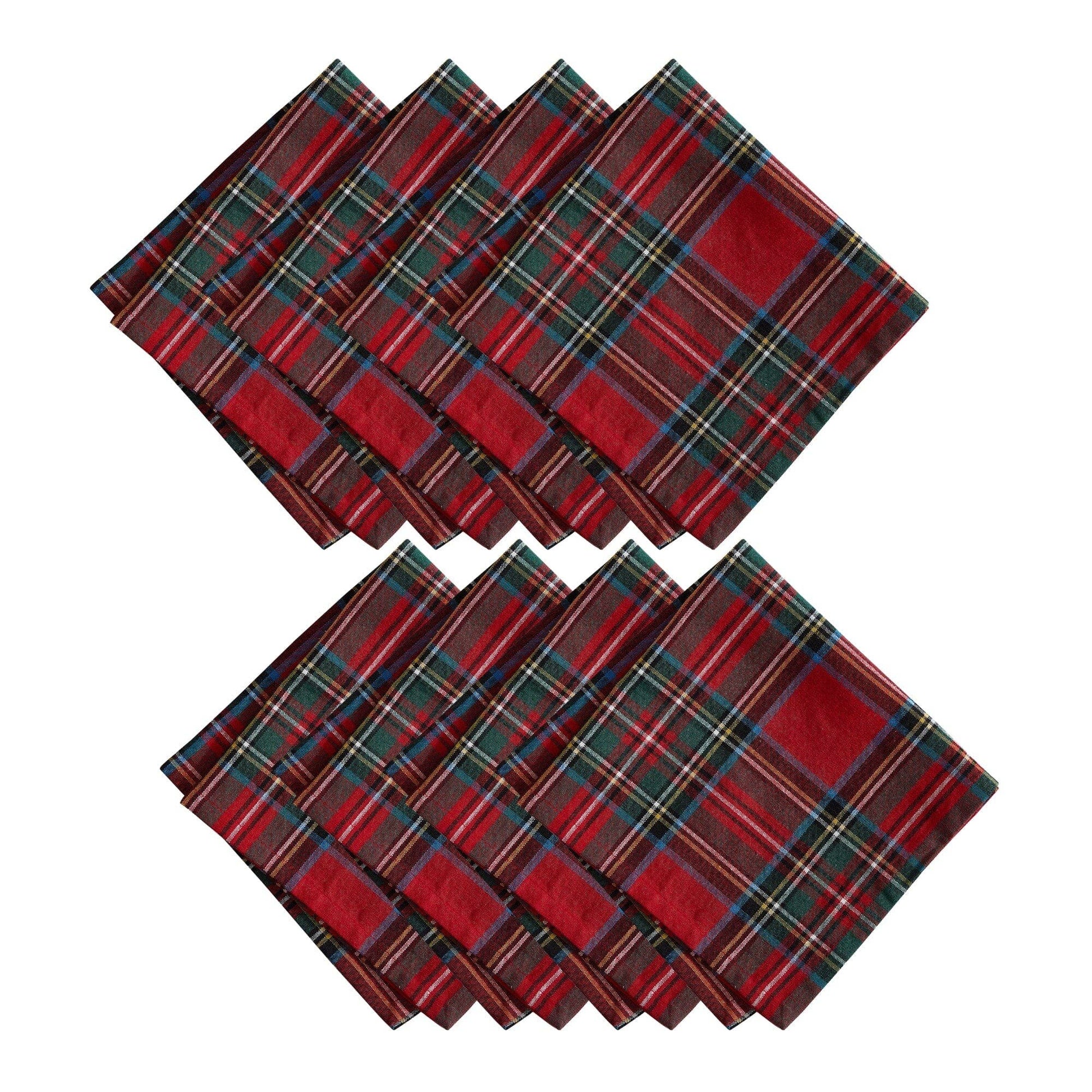 Stowe Tartan Holiday Plaid Cotton Napkins, Set of 8