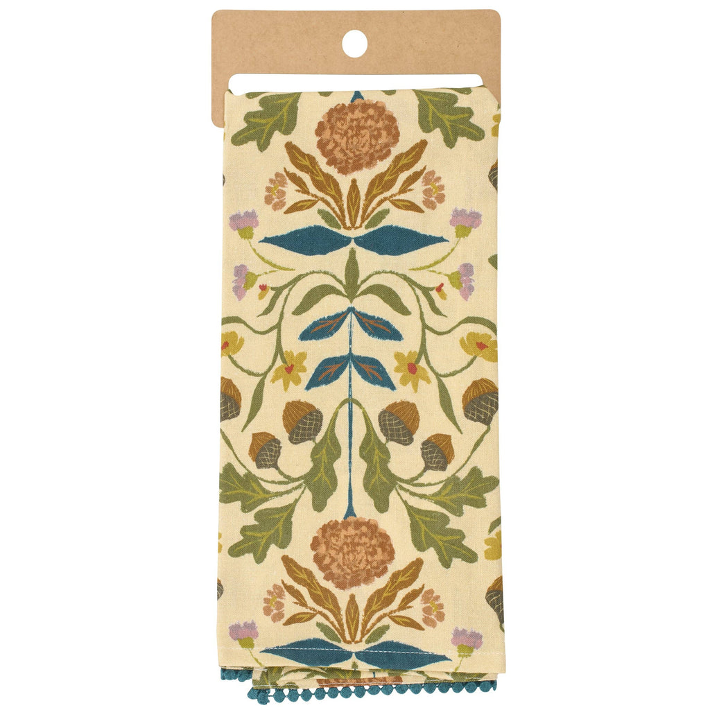 Fall Folk Floral Kitchen Towel