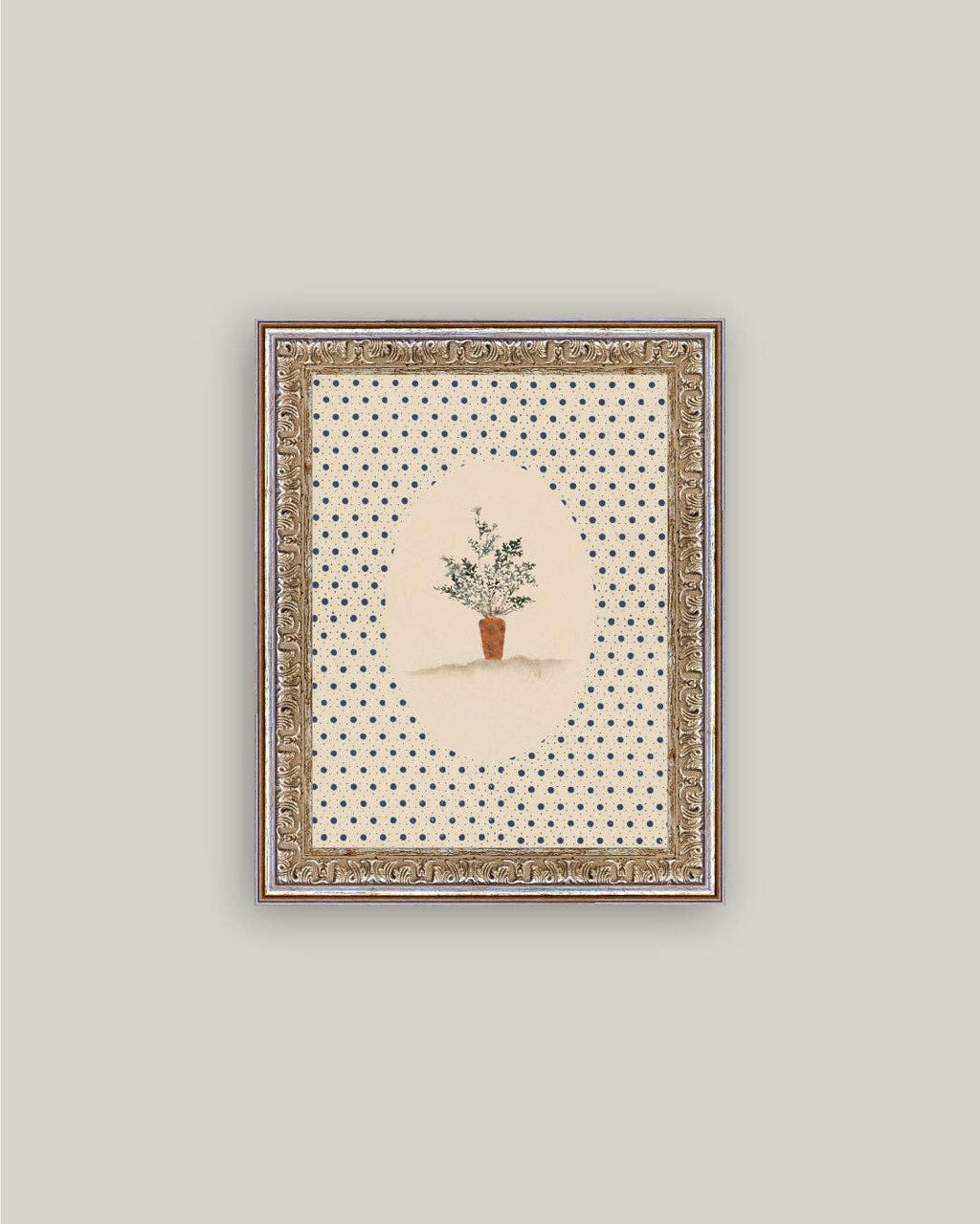 Carrots on Dots Framed Antique Art