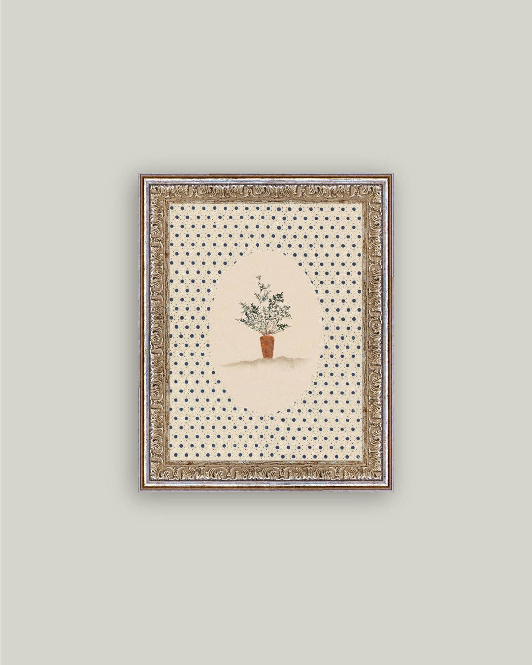 Carrots on Dots Framed Antique Art