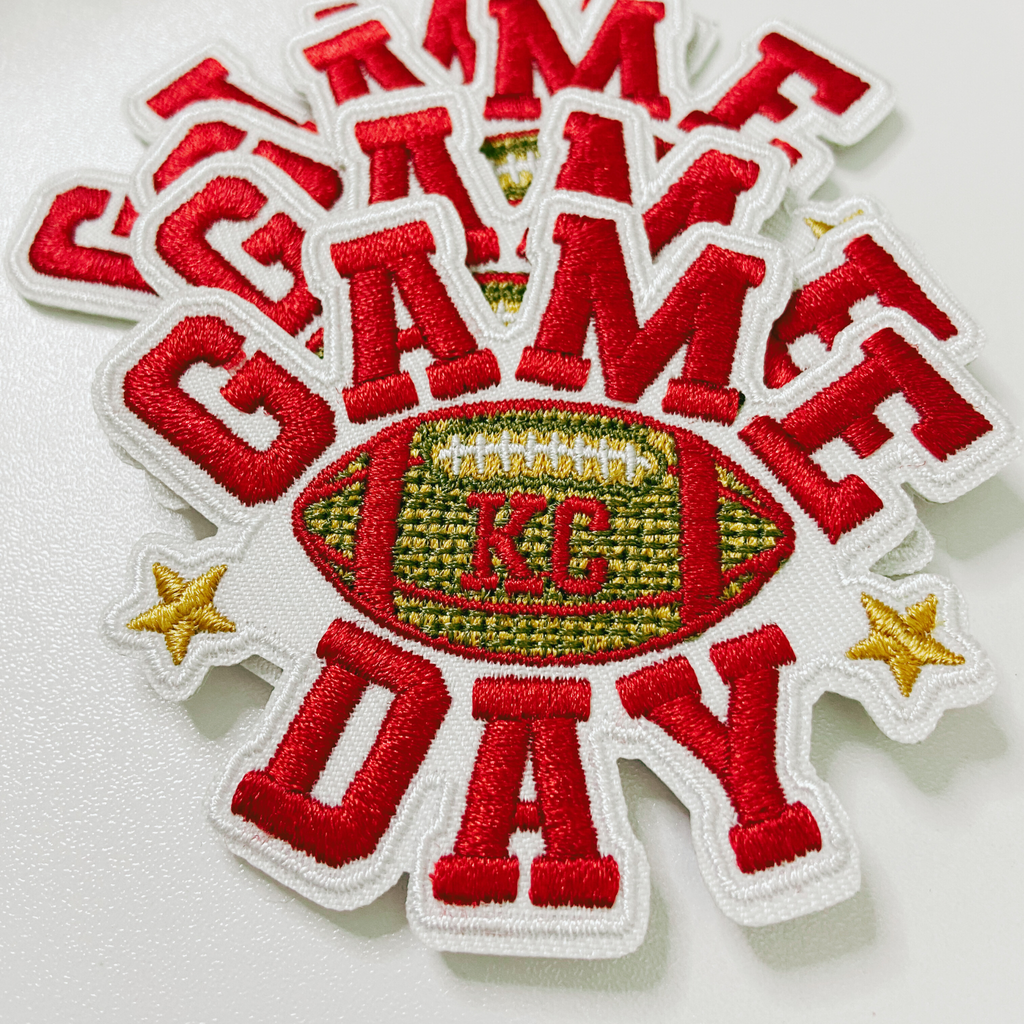 3"  GAME DAY KC football  -  Embroidered Hat Patch