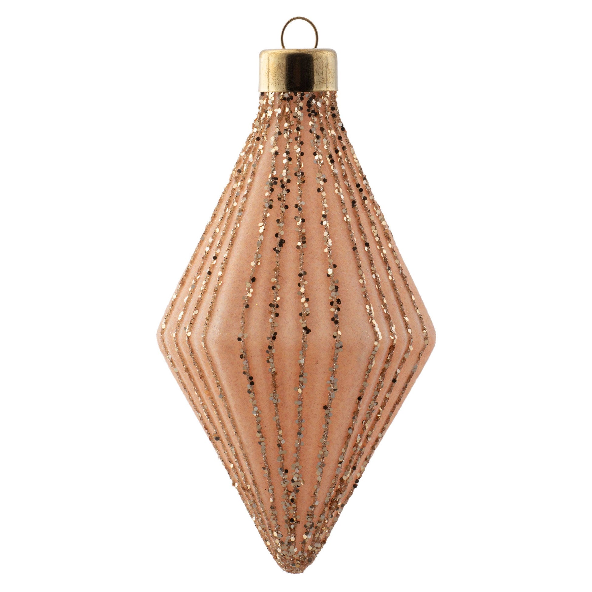 Glittered Fluted Diamond Glass Ornament