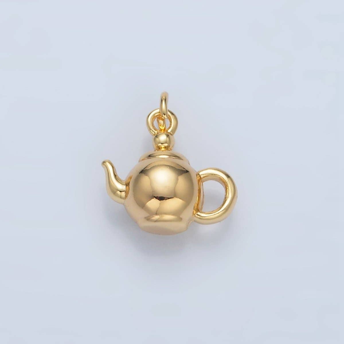 24K Gold Filled Minimalist Tea Pot Drink Mini Multidimensional Charm | AG591