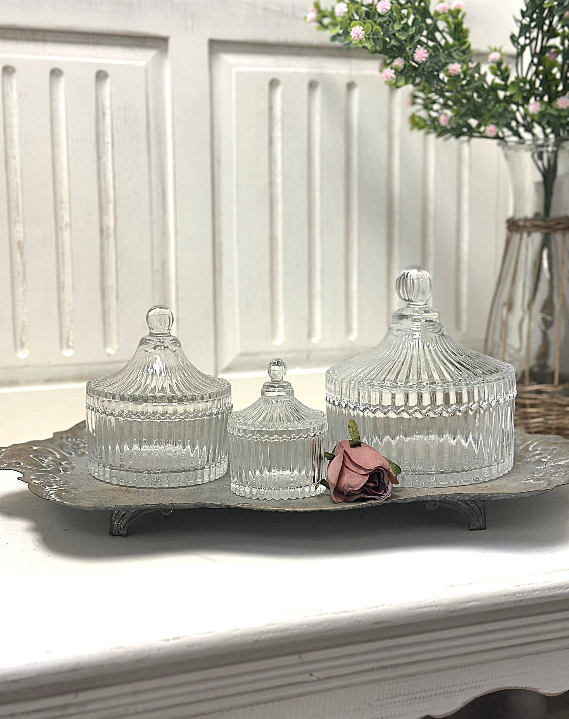 Ribbed Yurt Glass Jar with Lid