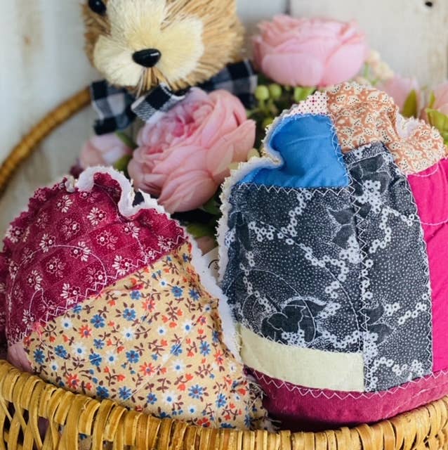 Vintage Fabric Easter Eggs made from upcycled quilts