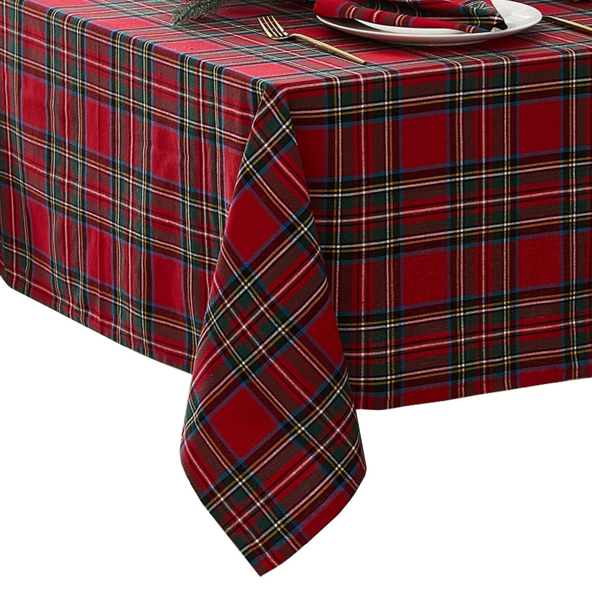 Stowe Tartan Holiday Plaid Cotton Christmas Tablecloth