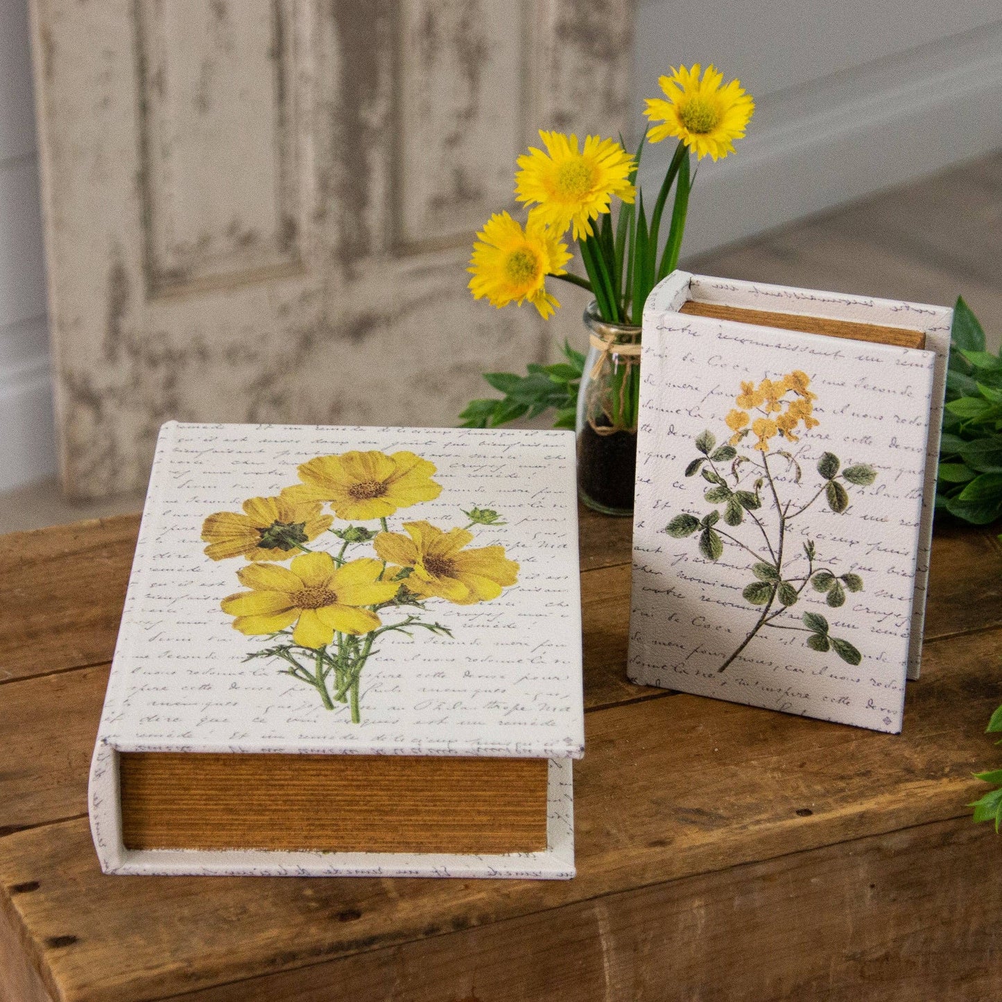 Yellow Flowers Nested Book Box