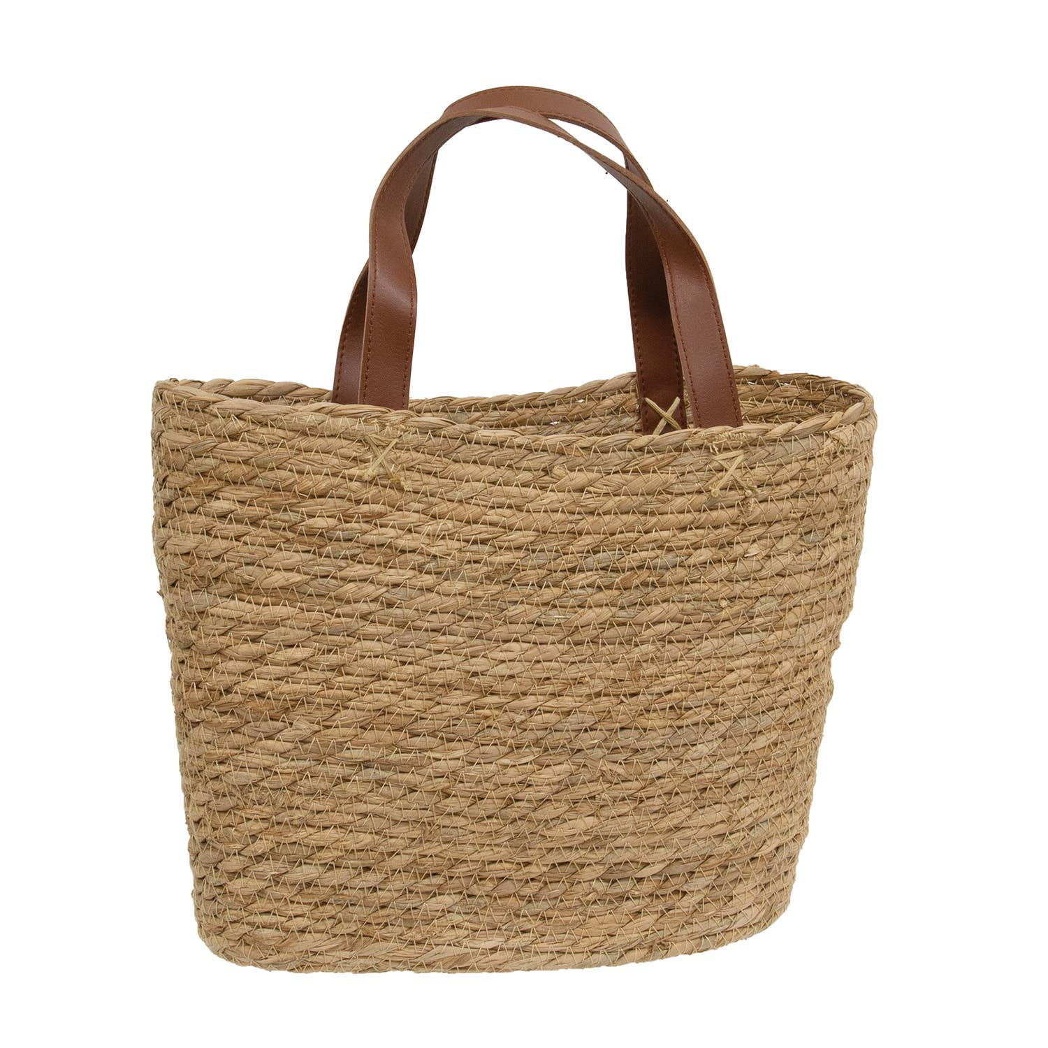 Leather Handled Seagrass Tote