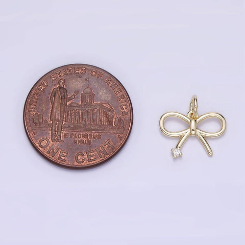 14k Gold Filled 11mm Mini Bow Ribbon CZ Charm | AG662