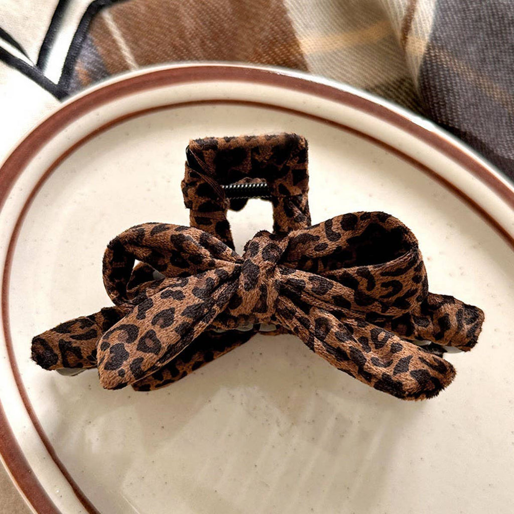Leopard Bow Hair Claw