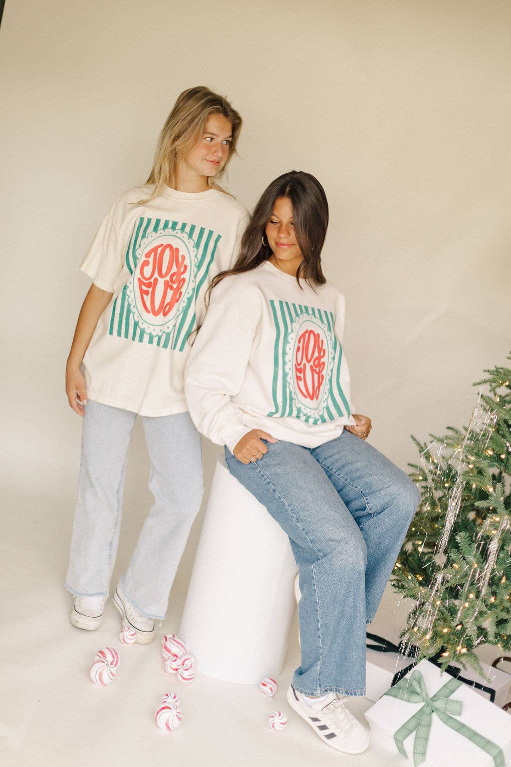 Joyful Stripe - Christmas Graphic Tee