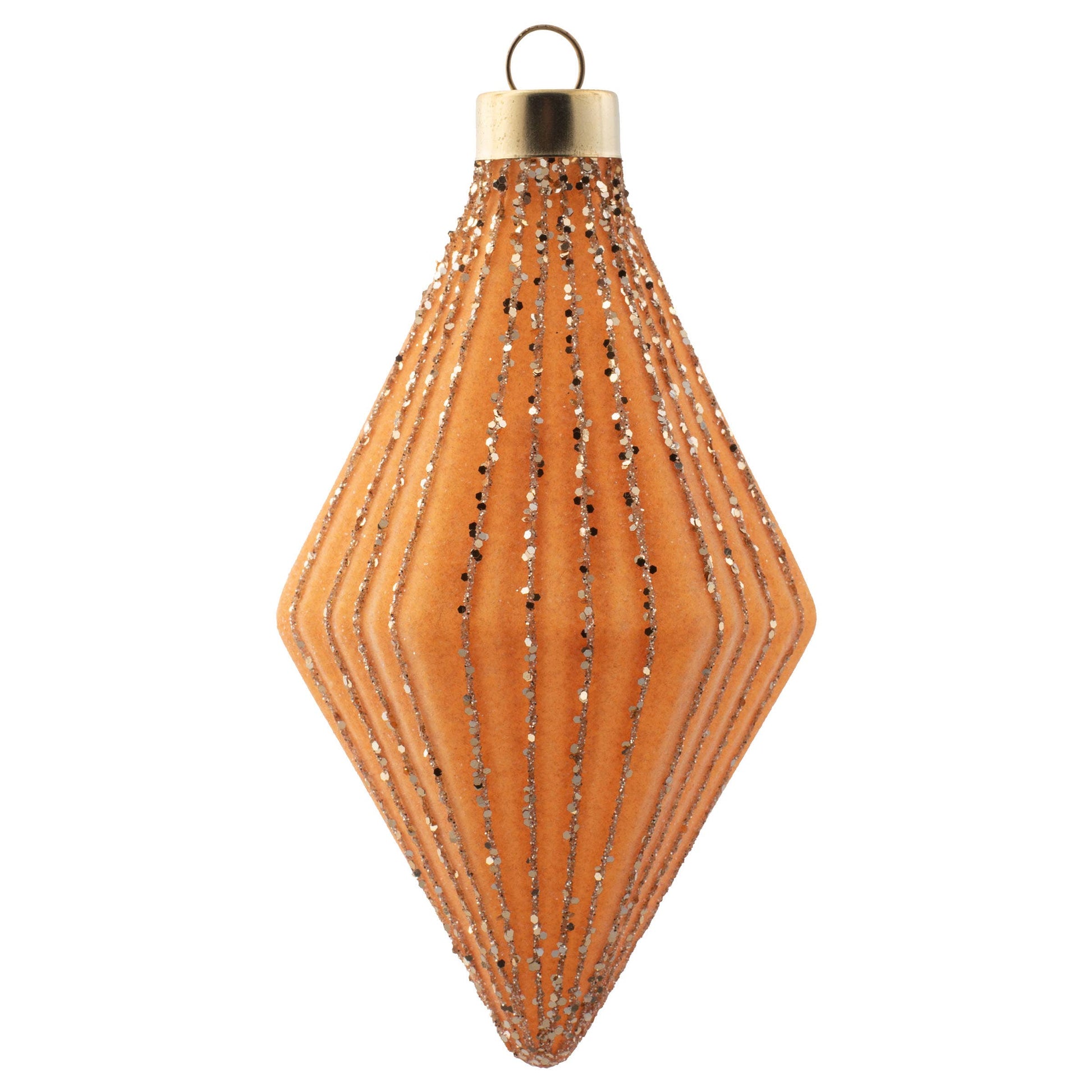 Glittered Fluted Diamond Glass Ornament