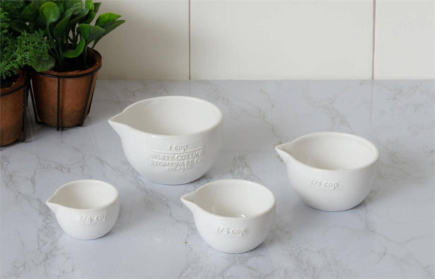 White Cottage Ceramic Measuring Cups