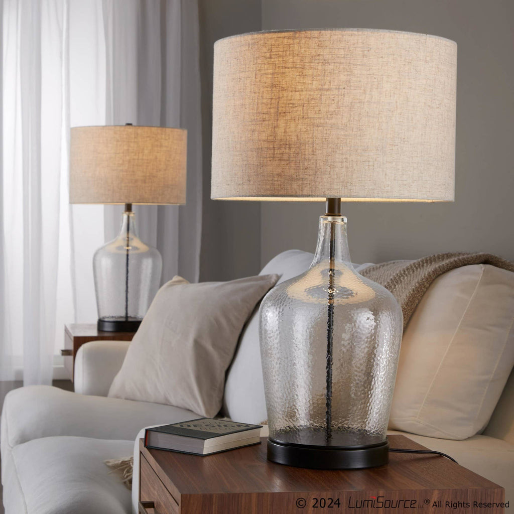 Botella 28" Glass Table Lamp with USB - Set of 2