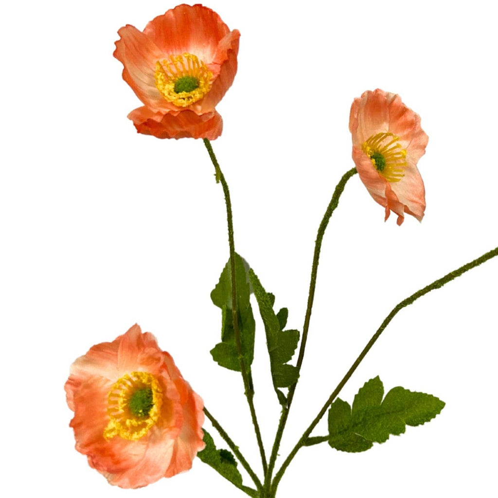 Flowering Fields Mini Poppy Spray - Lt. Orange - 23.5”