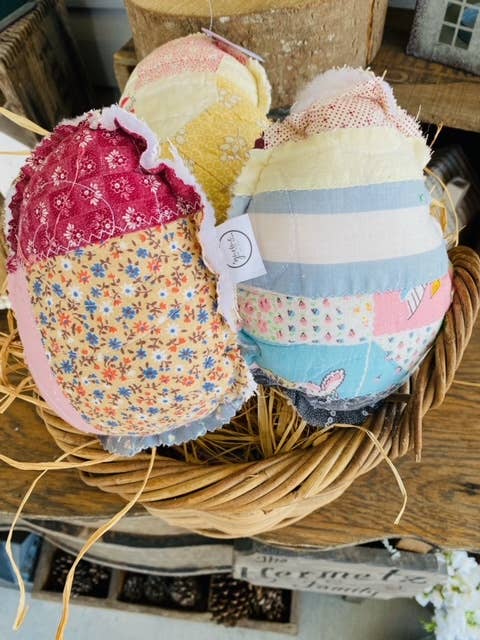 Vintage Fabric Easter Eggs made from upcycled quilts