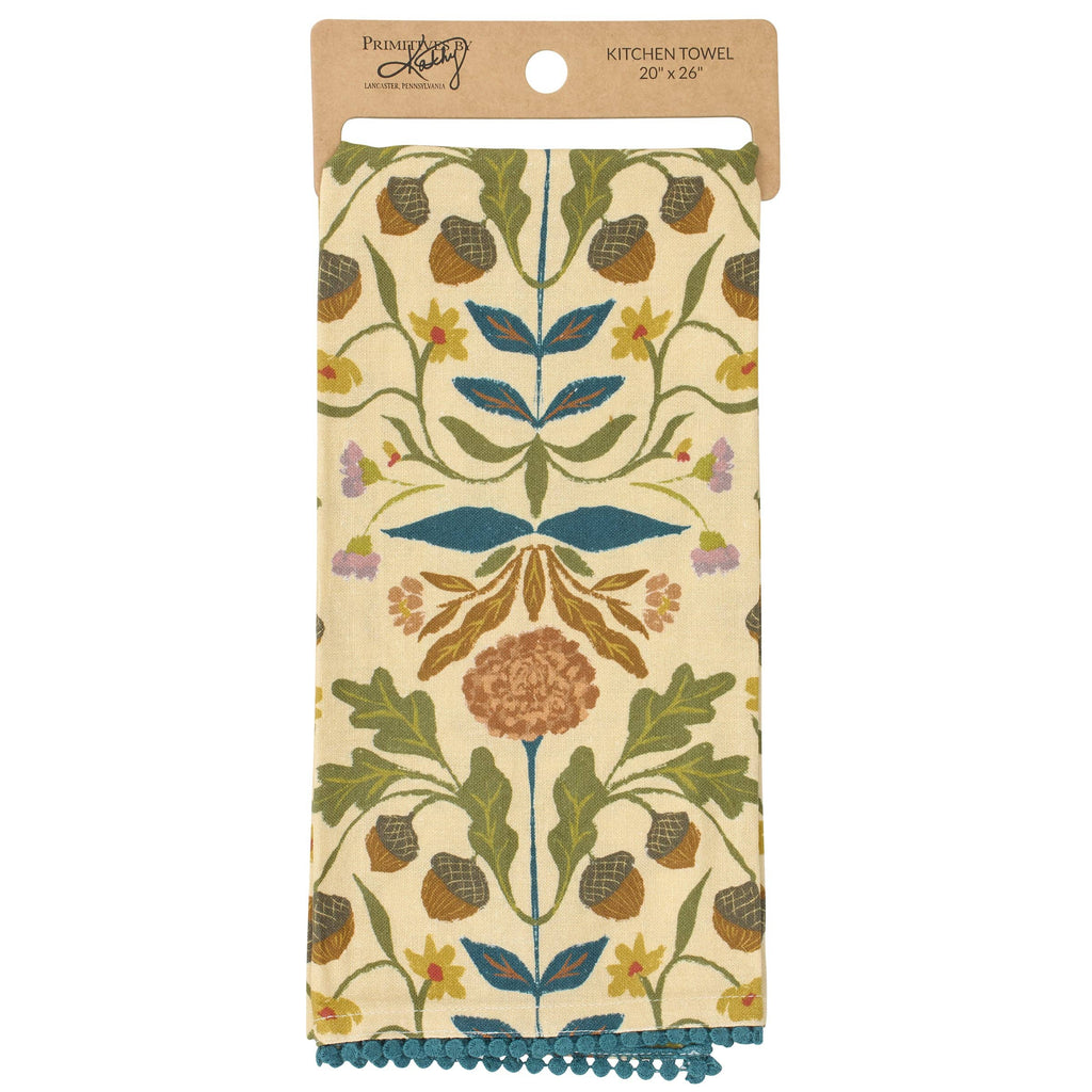 Fall Folk Floral Kitchen Towel
