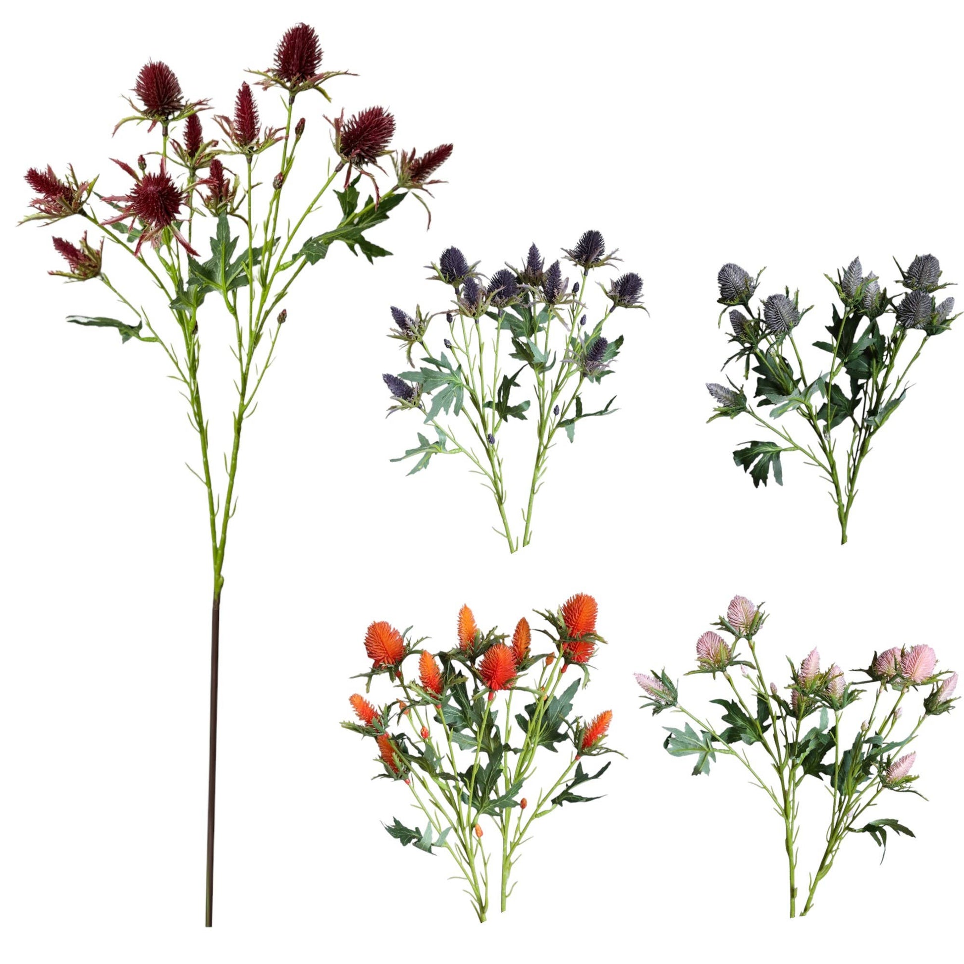 26" Artificial Thistle Eryngium Sea Holly-10Flowers