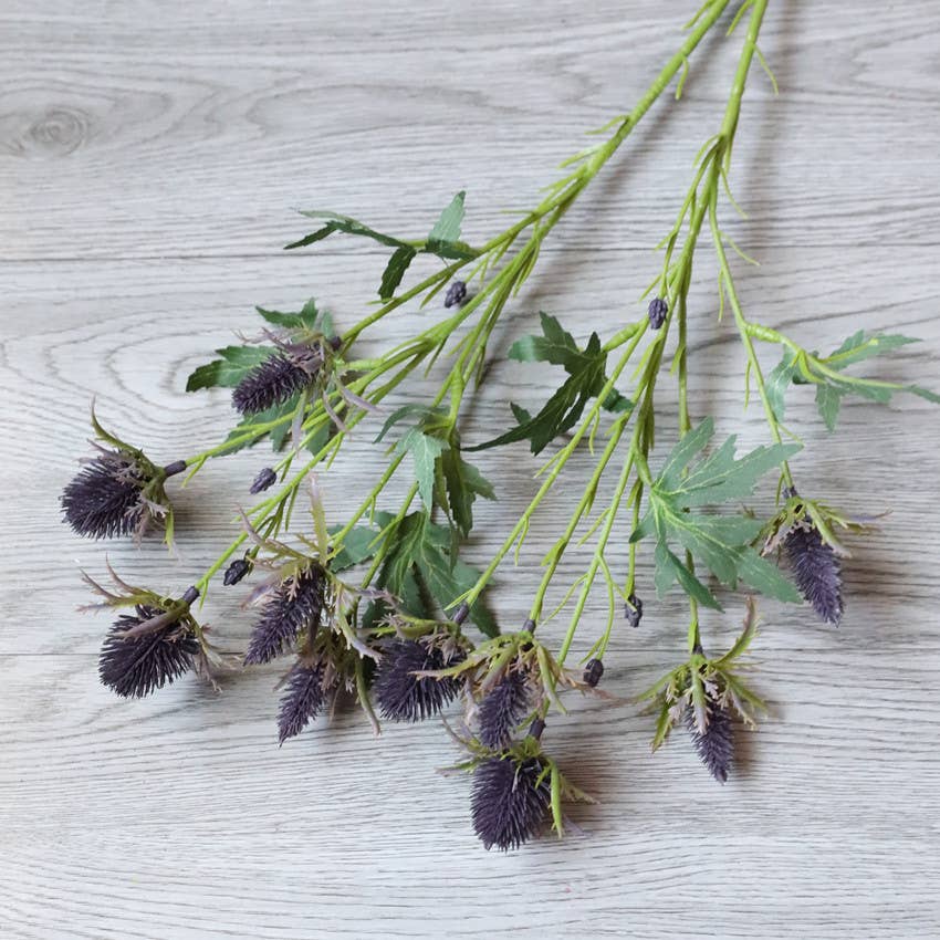 26" Artificial Thistle Eryngium Sea Holly-10Flowers