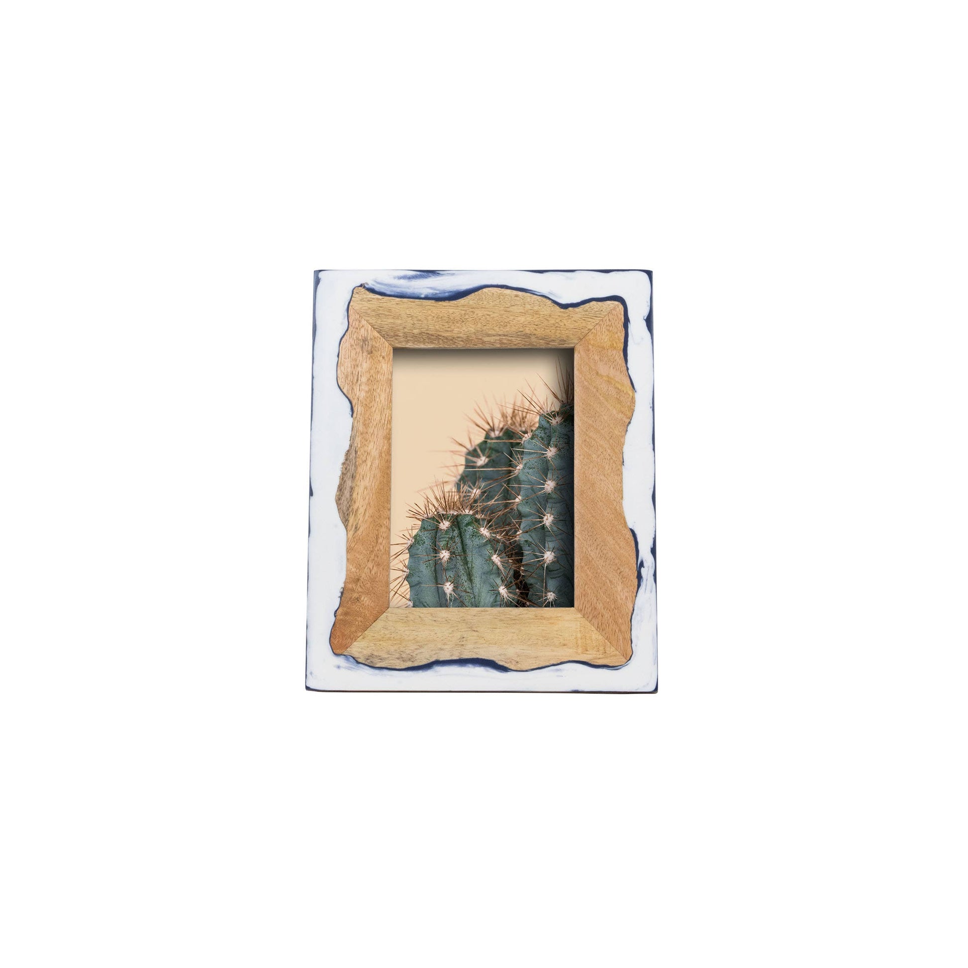 Wood and Marbled Blue Frame