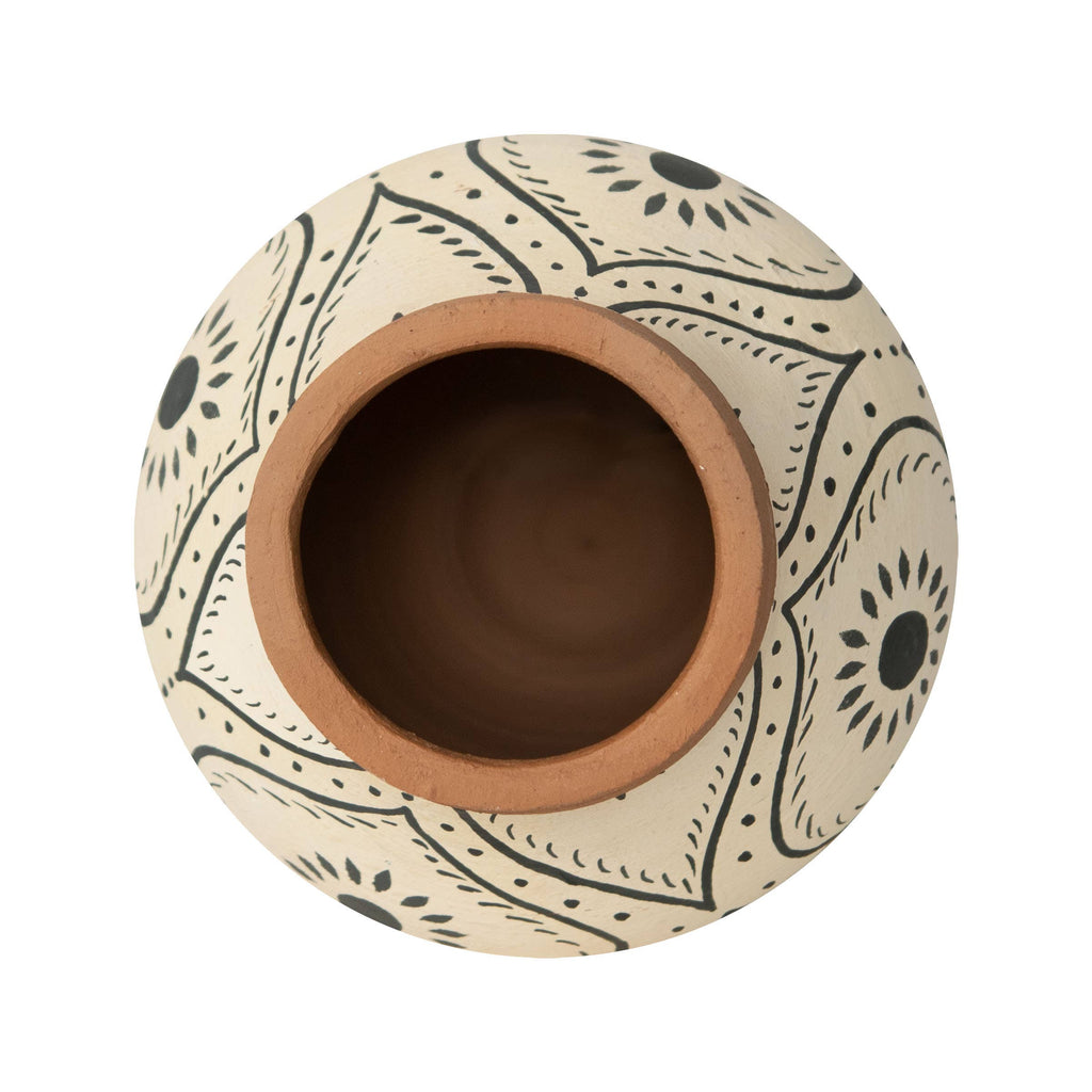 Terracotta Vase with Hand Painted Floral