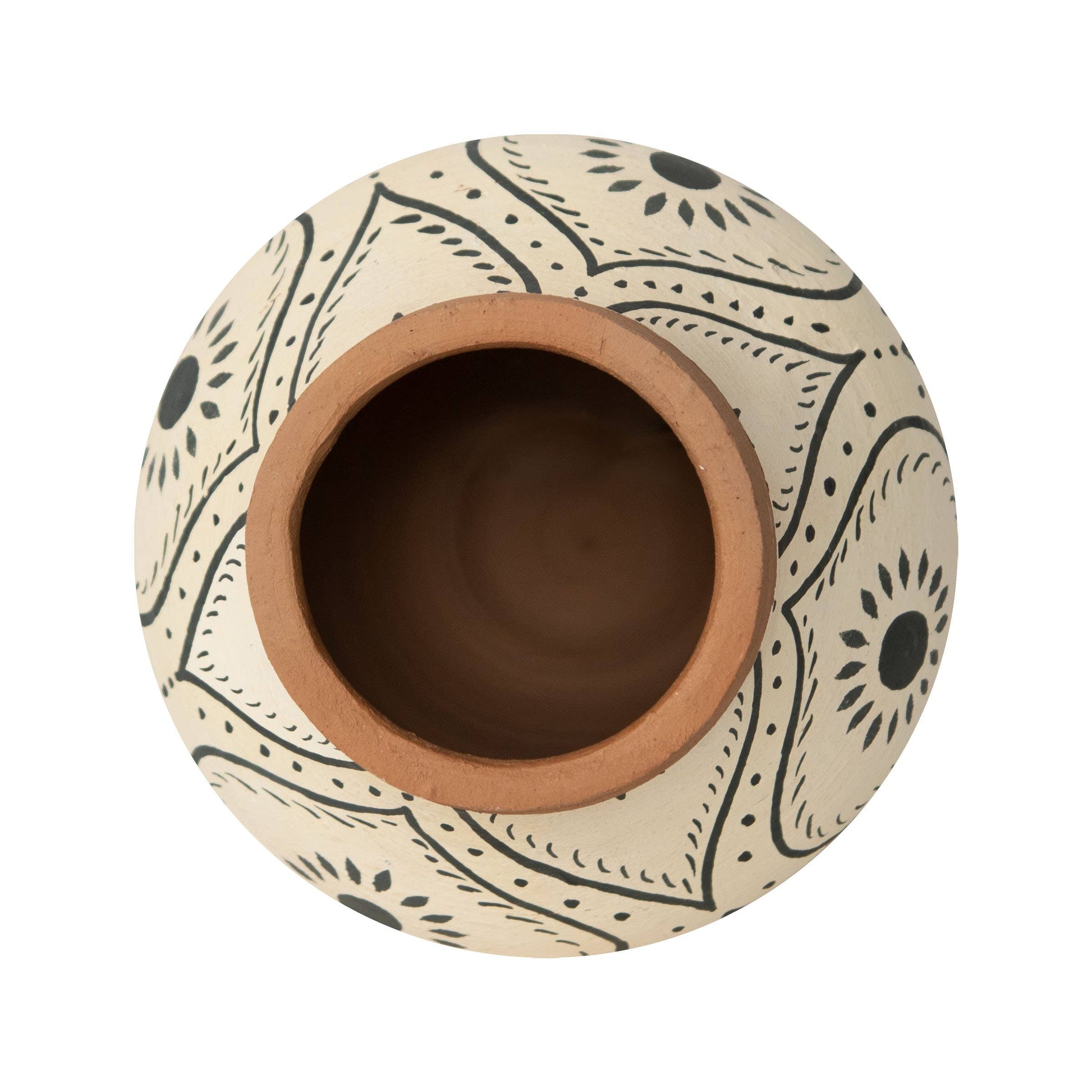 Terracotta Vase with Hand Painted Floral