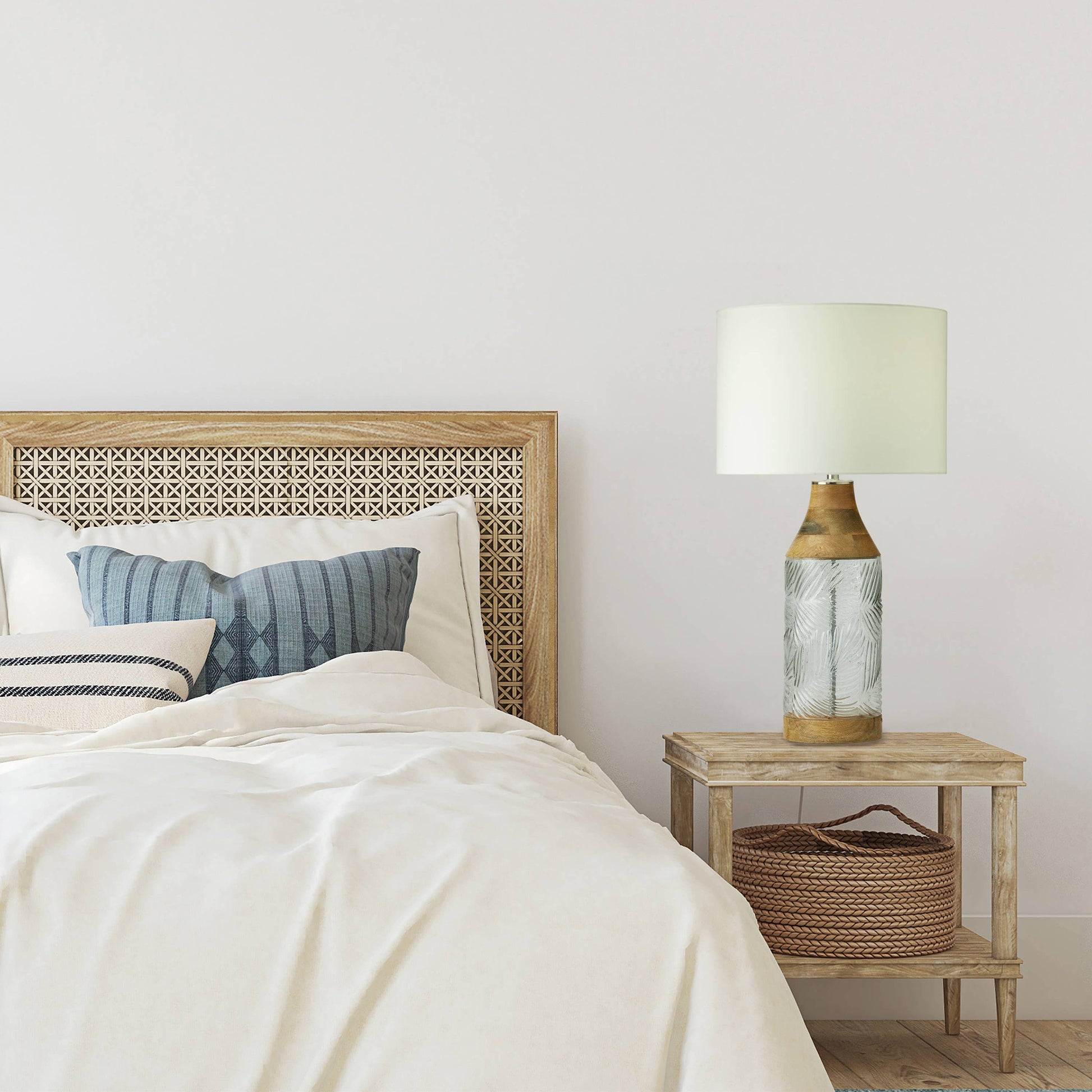 Glass and Mango Wood Table Lamp