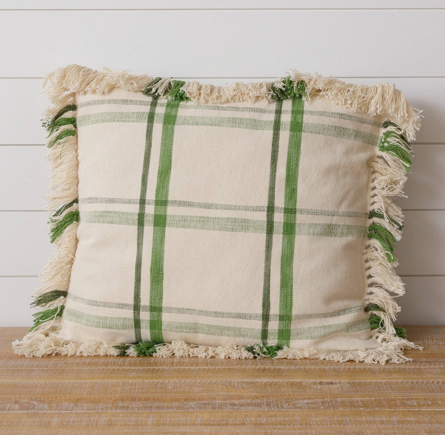 Pillow - Green Plaid with Fringe (PC)