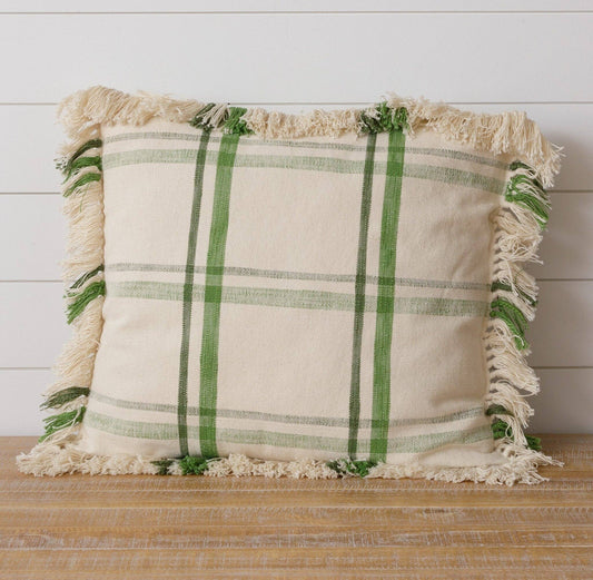 Pillow - Green Plaid with Fringe (PC)