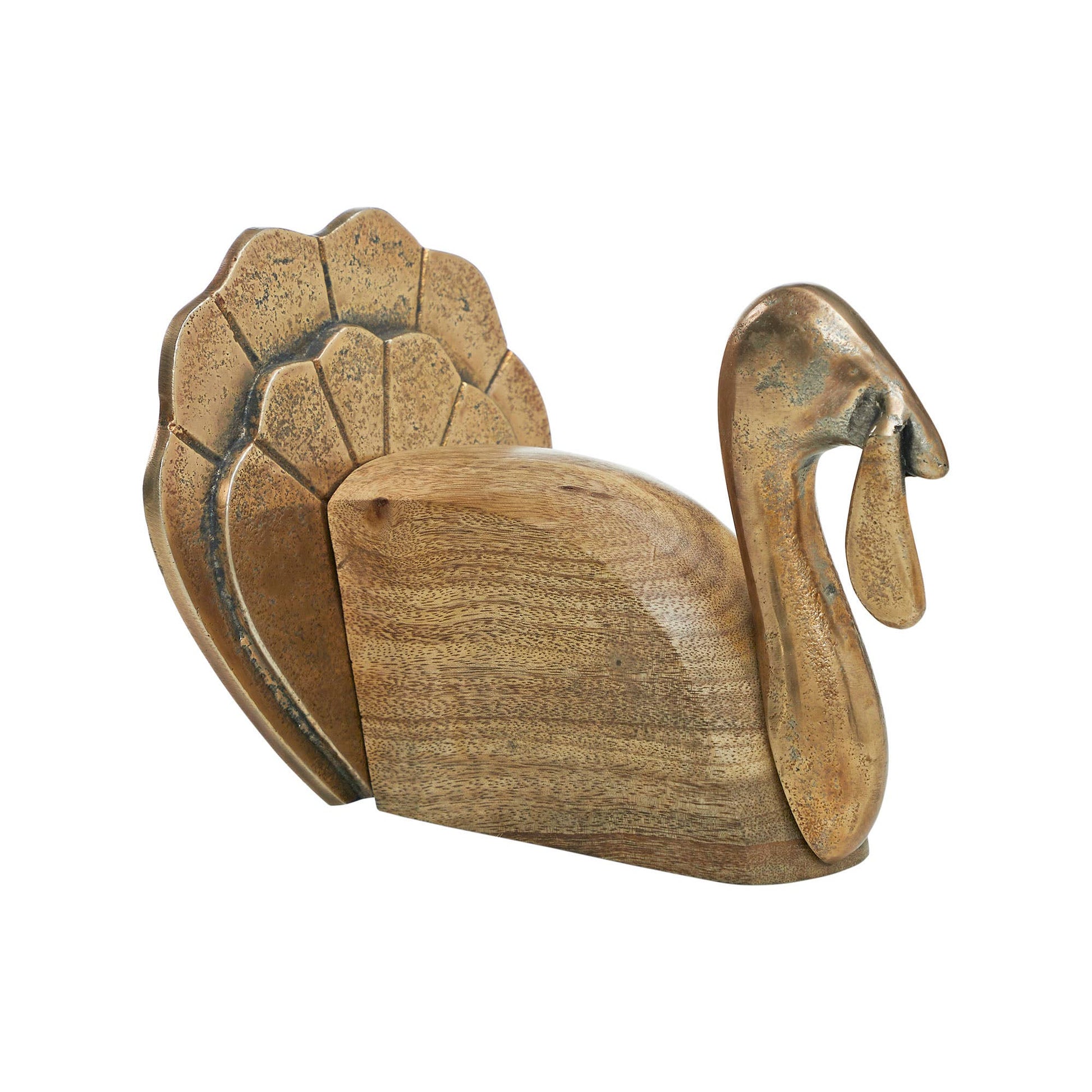 Wooden Turkey w/ Burnished Metal