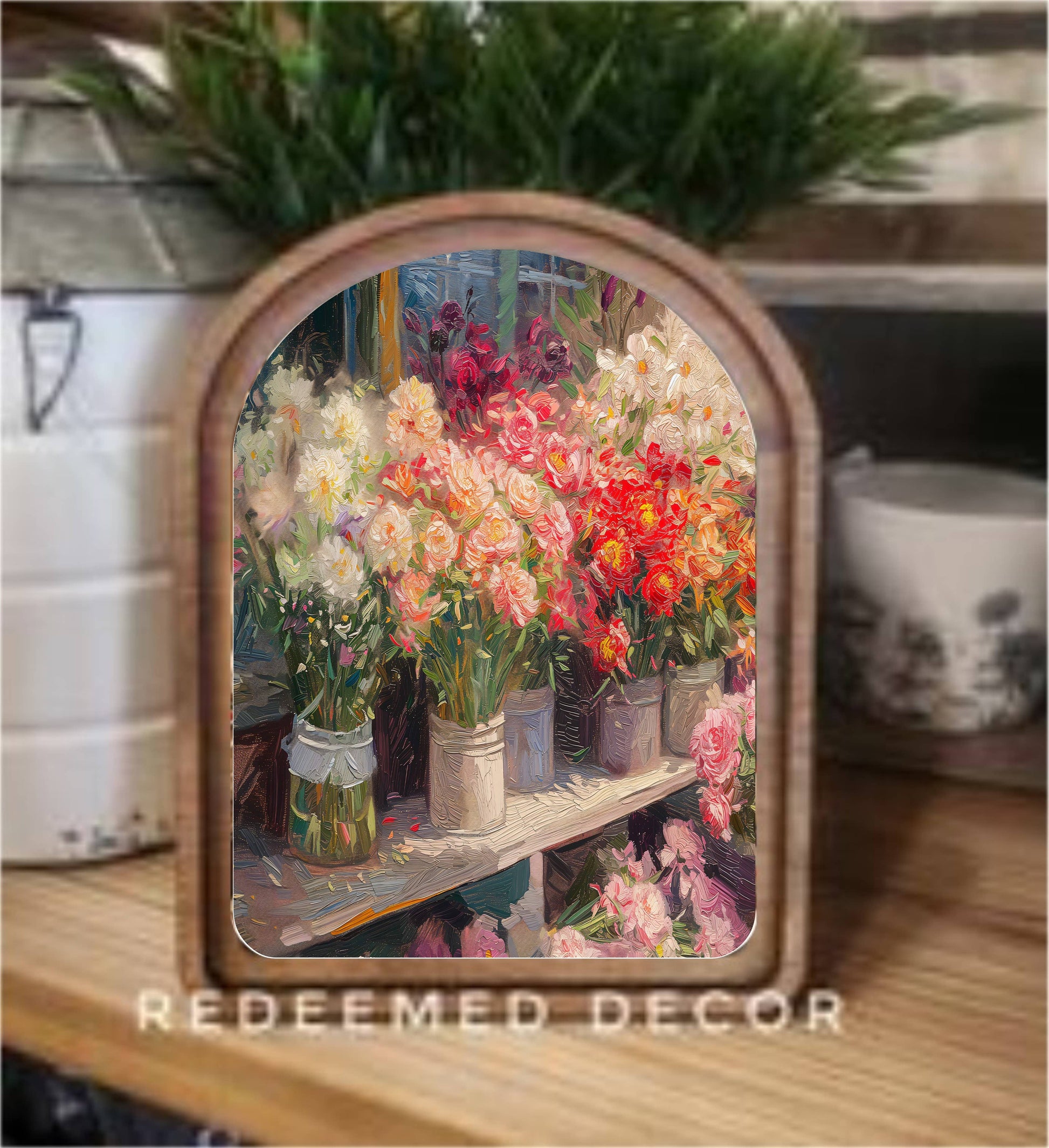 Arch Top Flower Shop Framed Art
