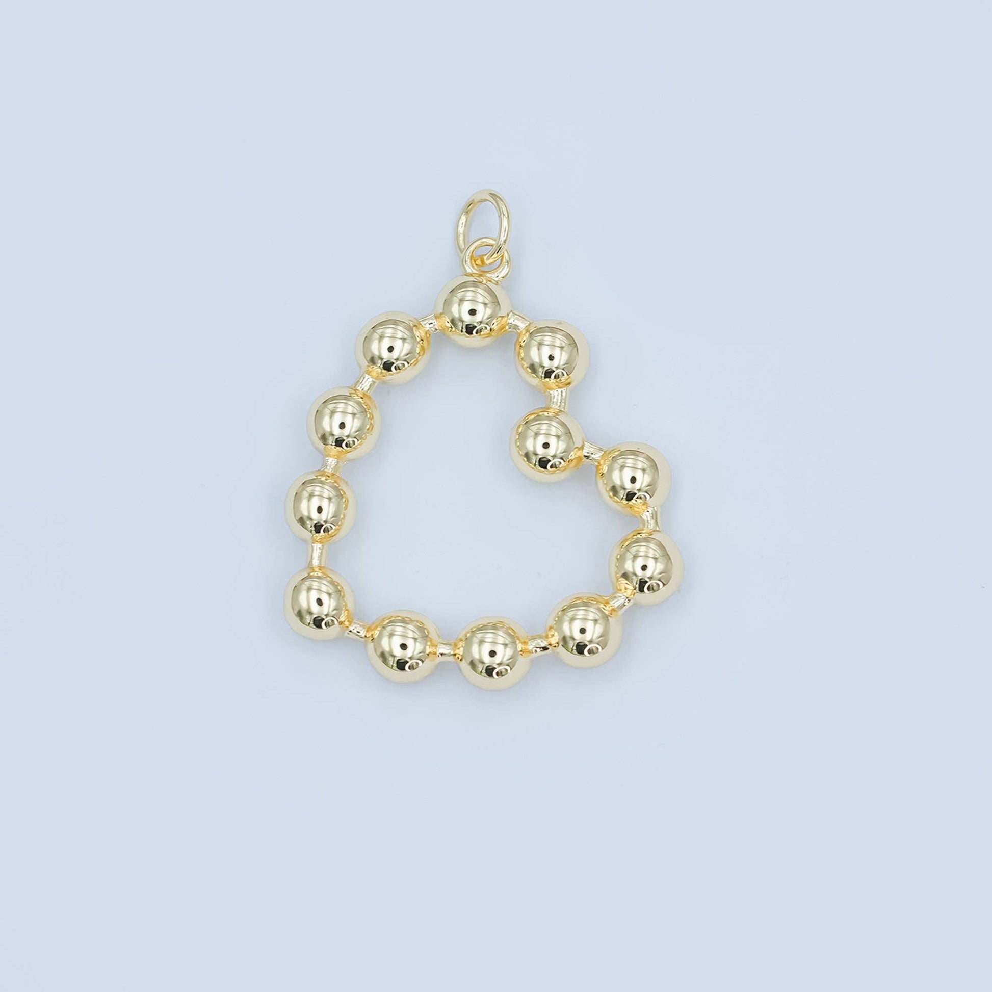 24K Gold Filled 30.5mm Beaded Bubble Heart Charm | M708