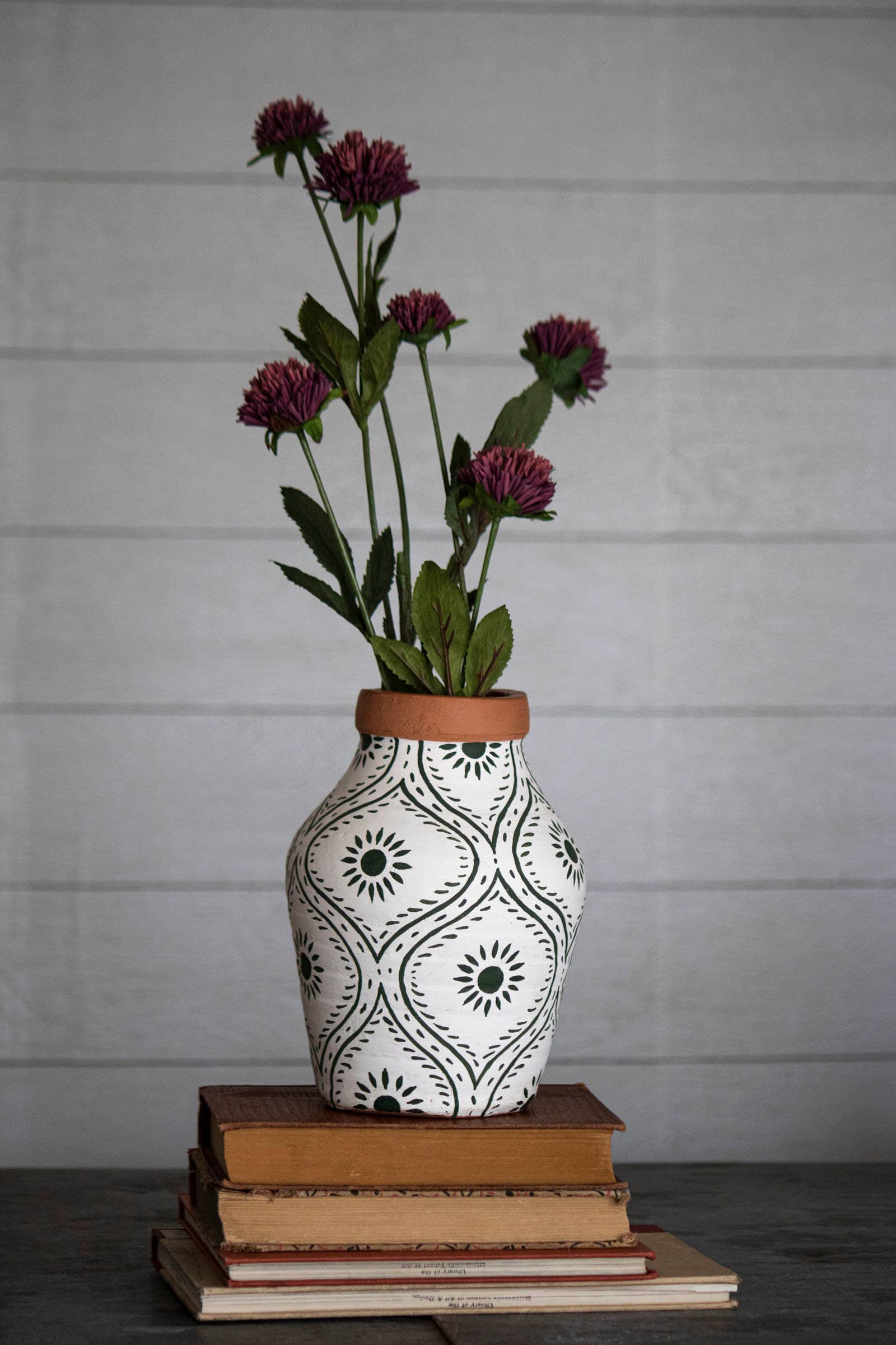 Terracotta Vase with Hand Painted Floral