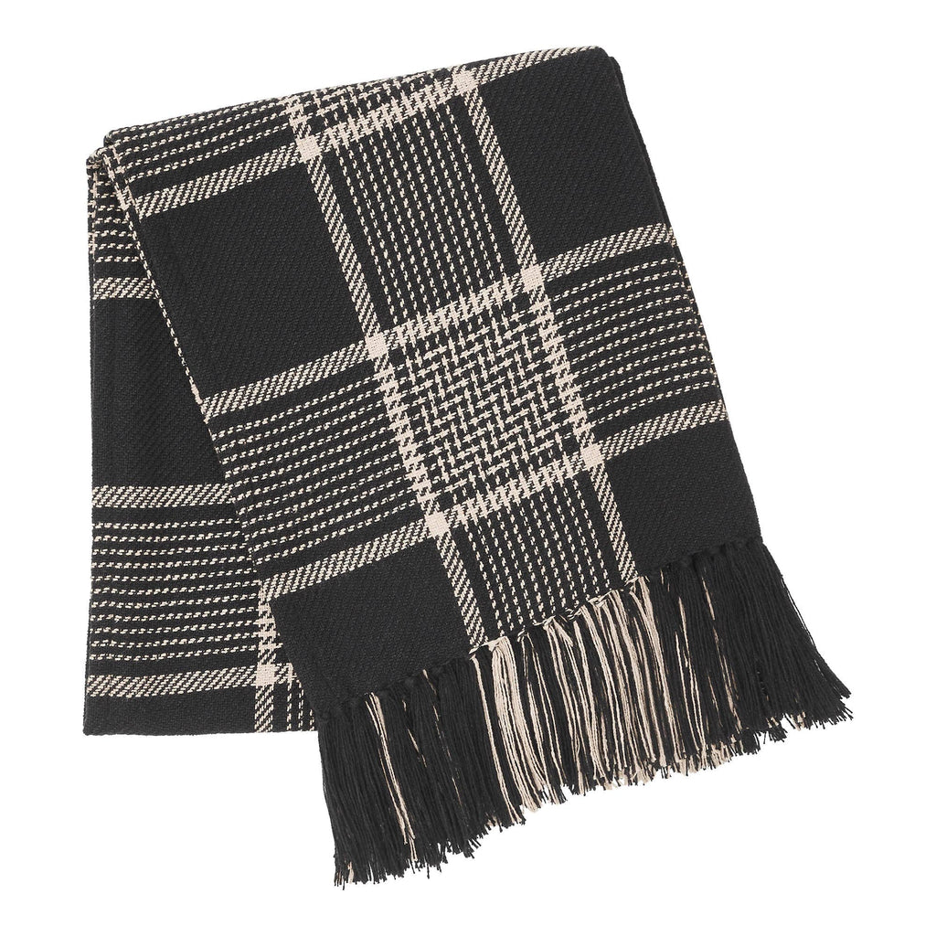 Eston Black Tan Plaid Throw