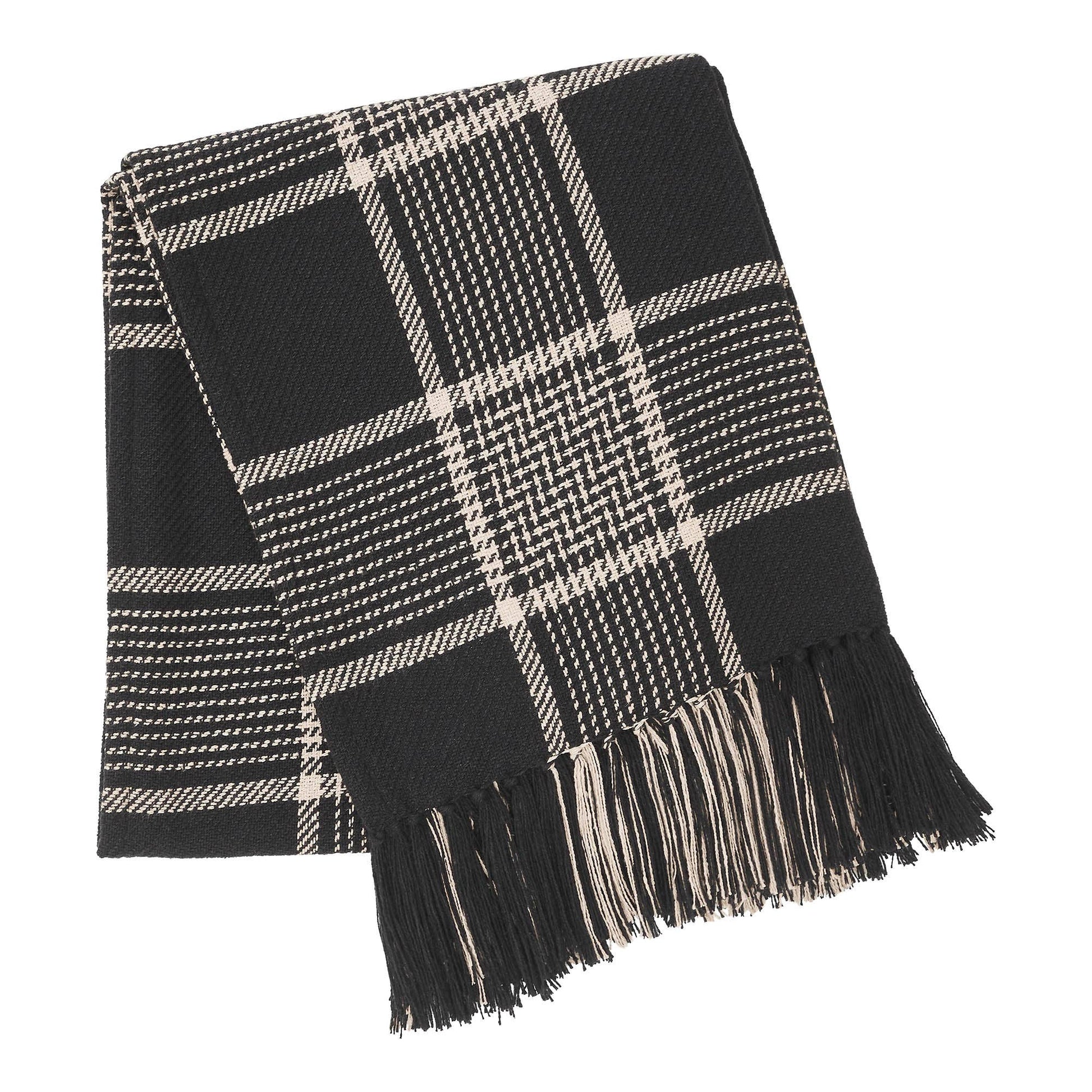 Eston Black Tan Plaid Throw