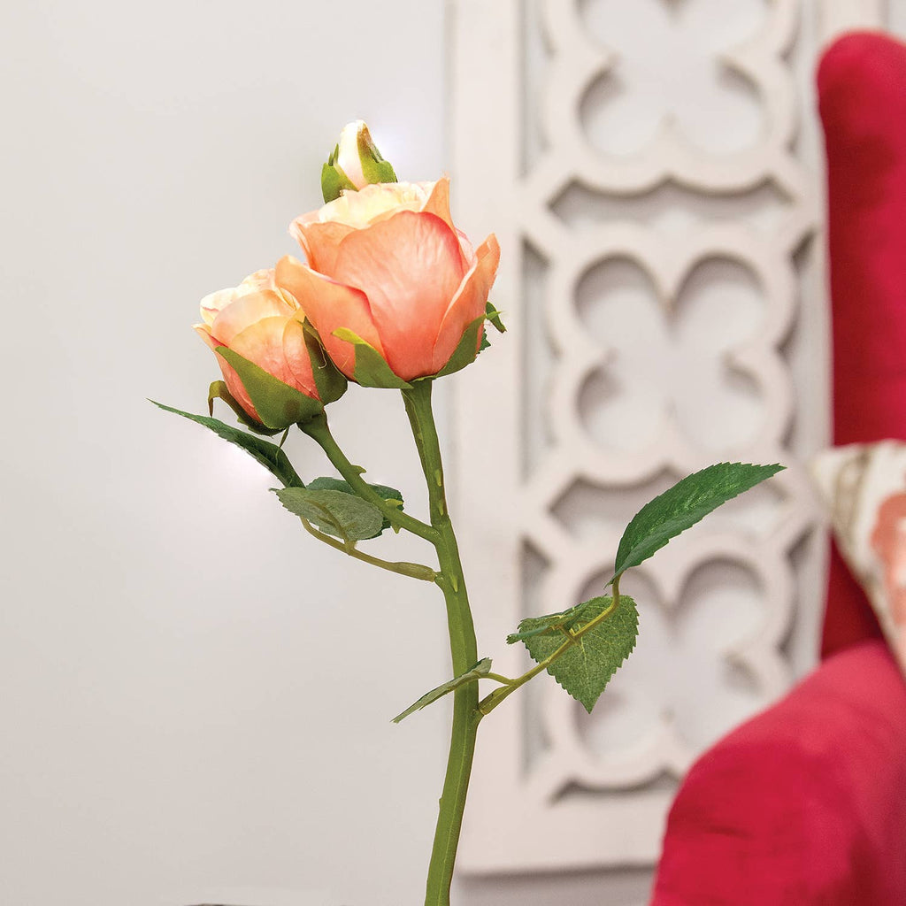 Blooming Peach Roses Pick - 17"